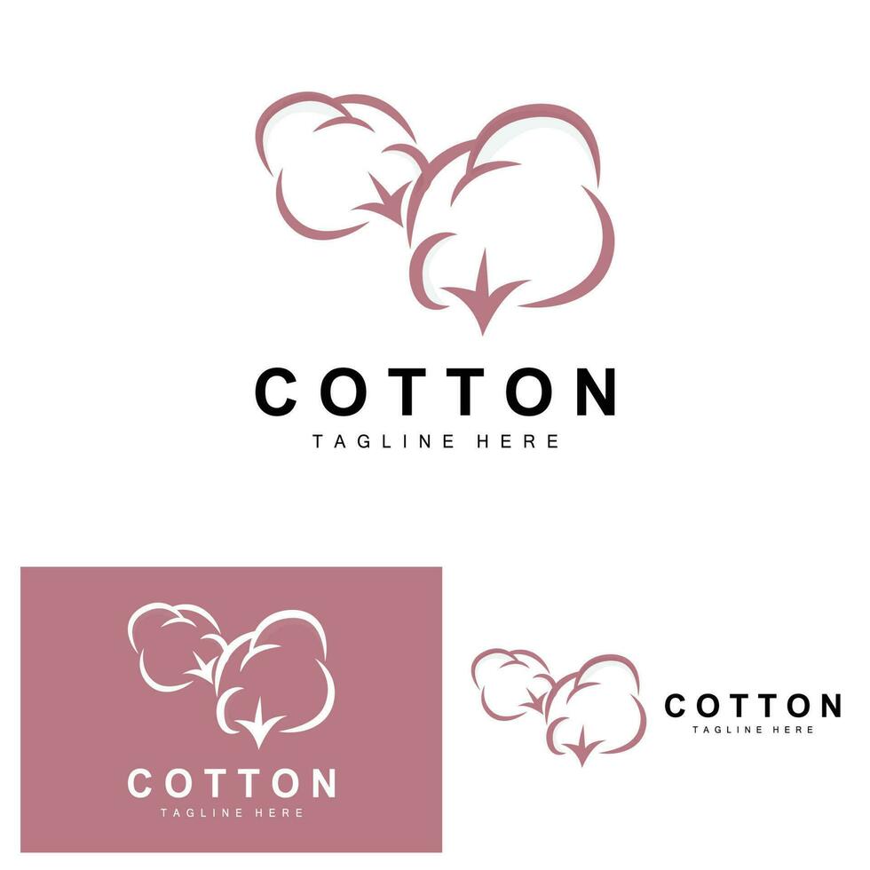 Cotton Logo, Soft Cotton Flower Design Vector Natural Organic Plants Apparel Materials And Beauty Textiles