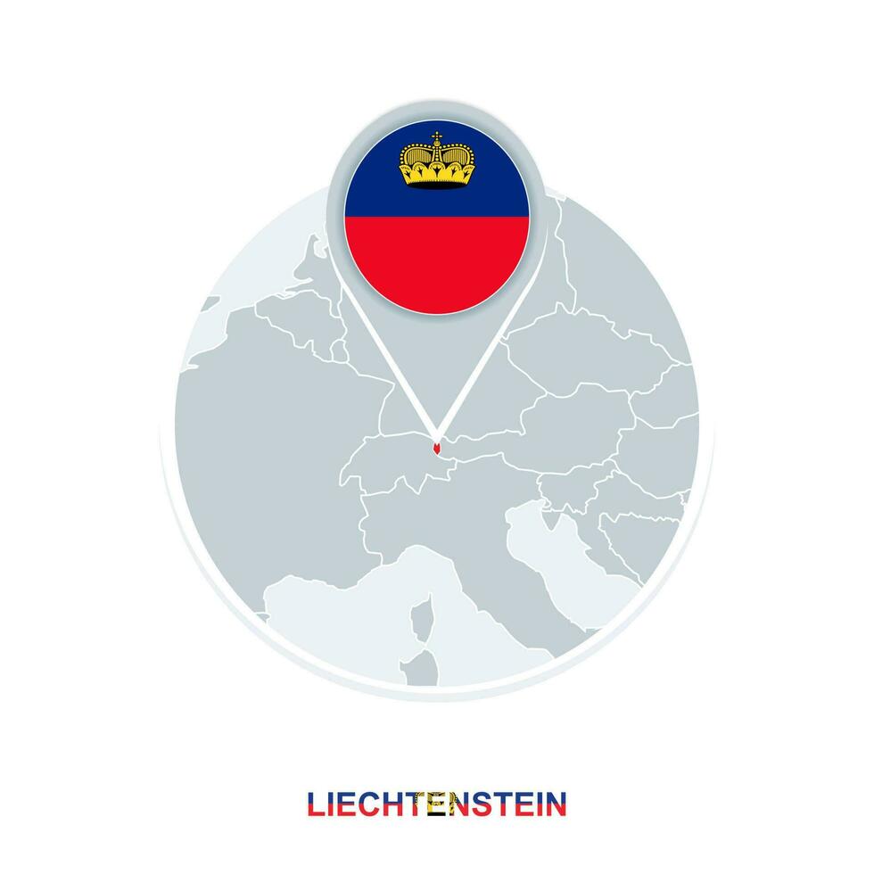 Liechtenstein mapa y bandera, vector mapa icono con destacado Liechtenstein