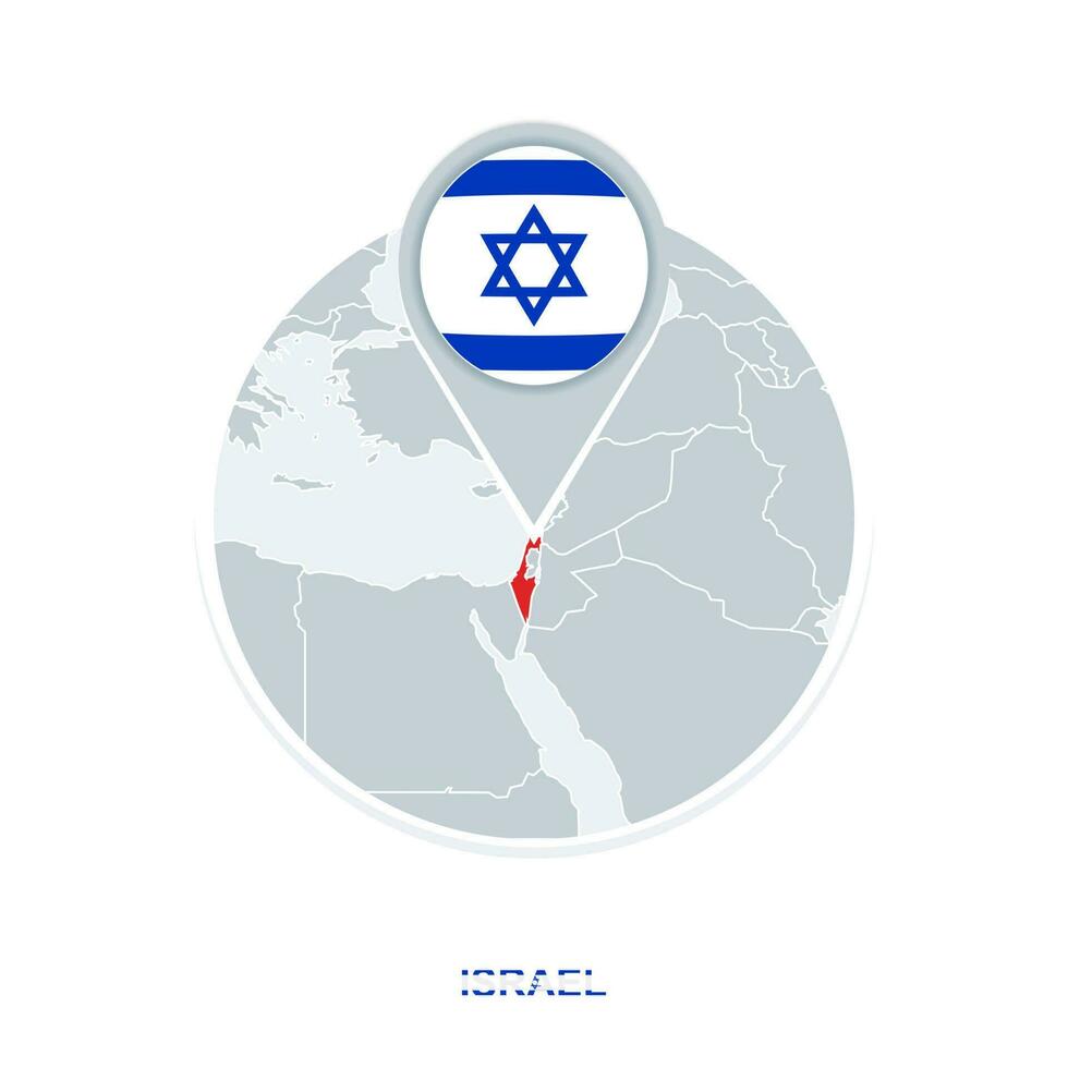 Israel mapa y bandera, vector mapa icono con destacado Austria