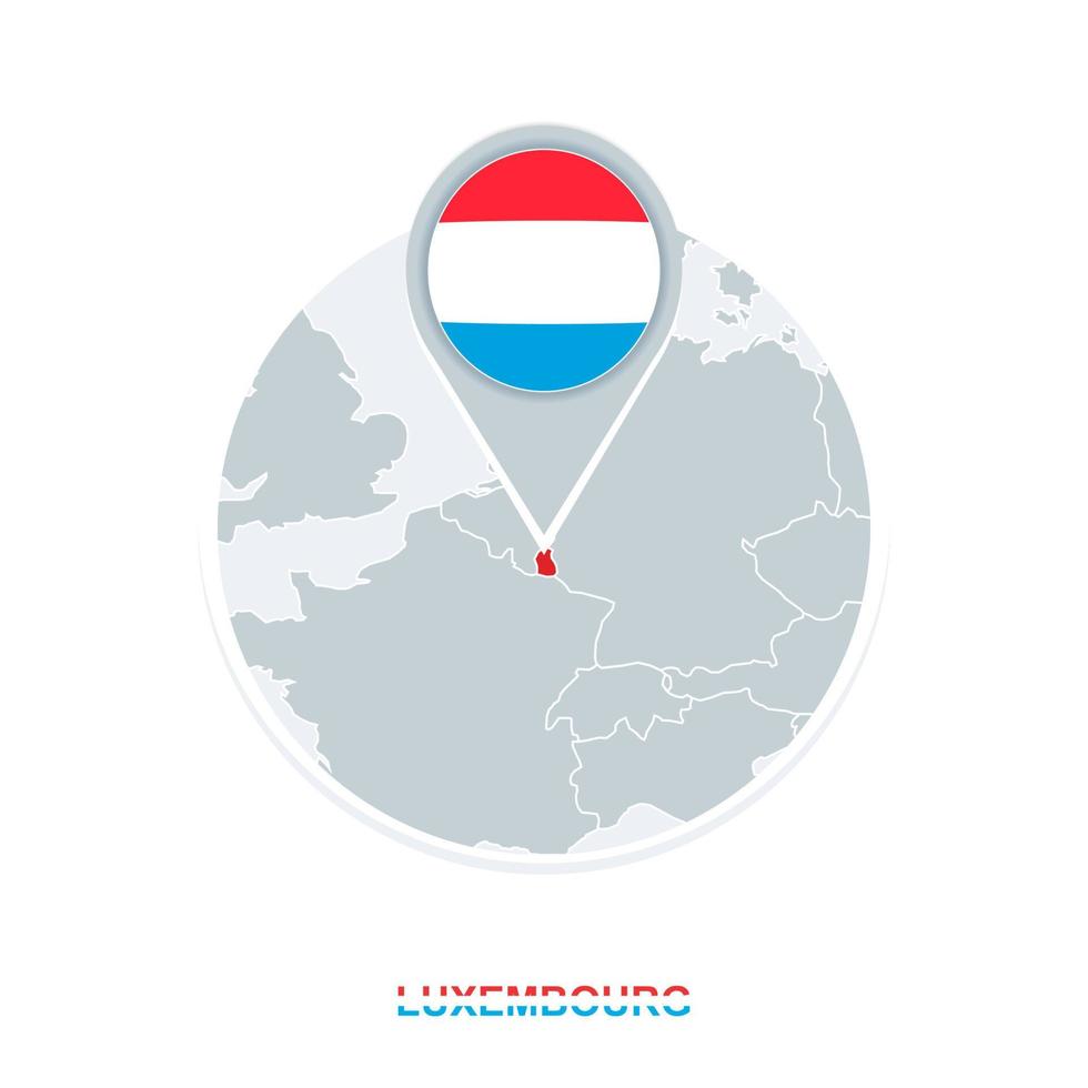 Luxemburgo mapa y bandera, vector mapa icono con destacado Luxemburgo