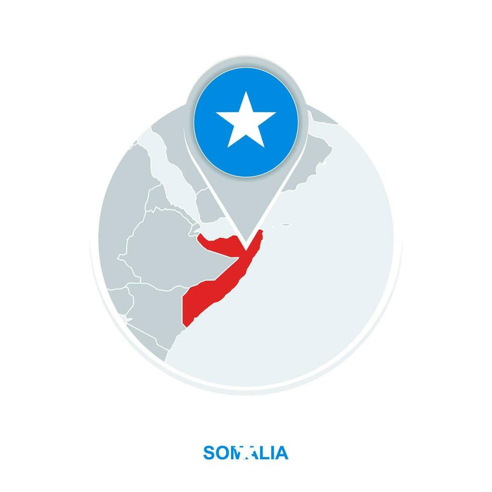 Somalia mapa y bandera, vector mapa icono con destacado Somalia