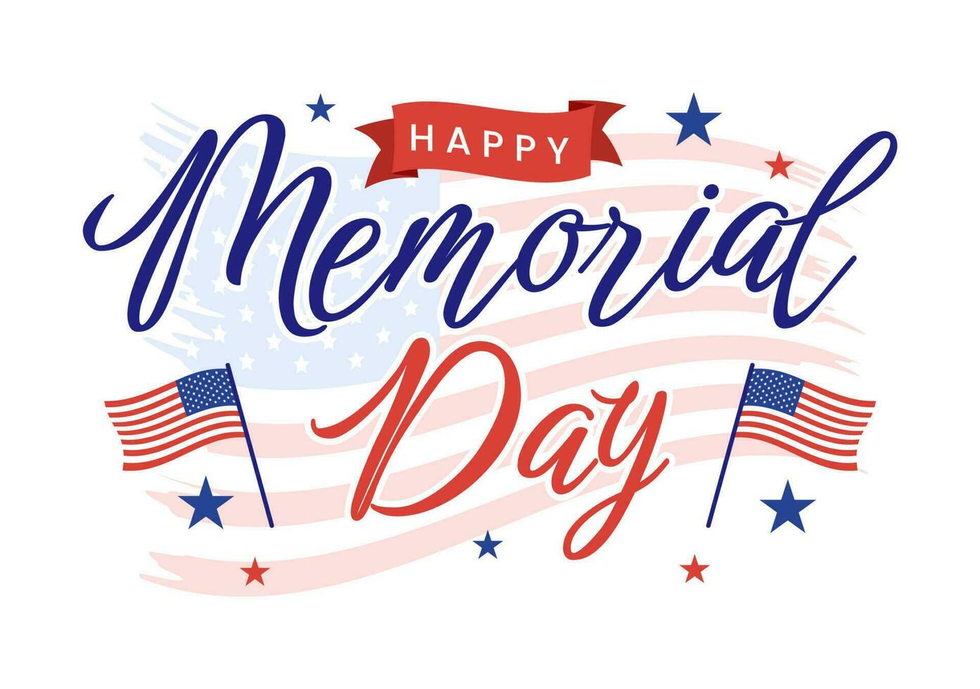 Memorial Day Illustration with American Flag, Remember and Honor to Meritorious Soldier in Flat Cartoon Hand Drawn for Landing Page Templates vector