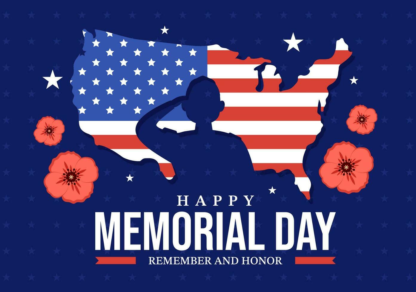 Memorial Day Illustration with American Flag, Remember and Honor to Meritorious Soldier in Flat Cartoon Hand Drawn for Landing Page Templates vector