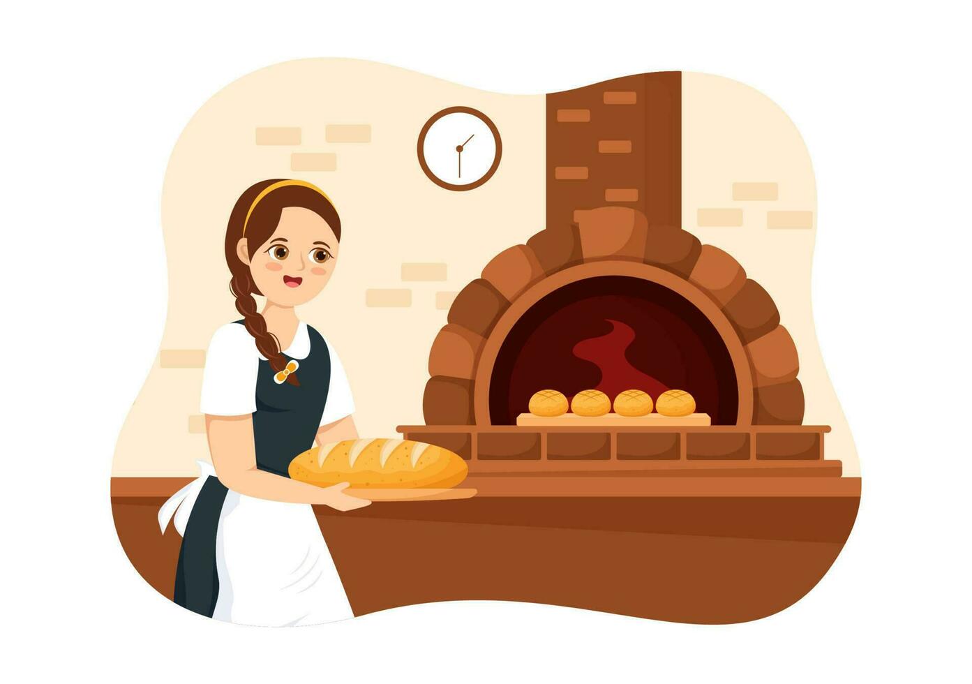 Bread Mill Illustration with Wheat Sacks, Various Breads and Windmill for Web Banner or Landing Page in Flat Cartoon Hand Drawn Templates vector