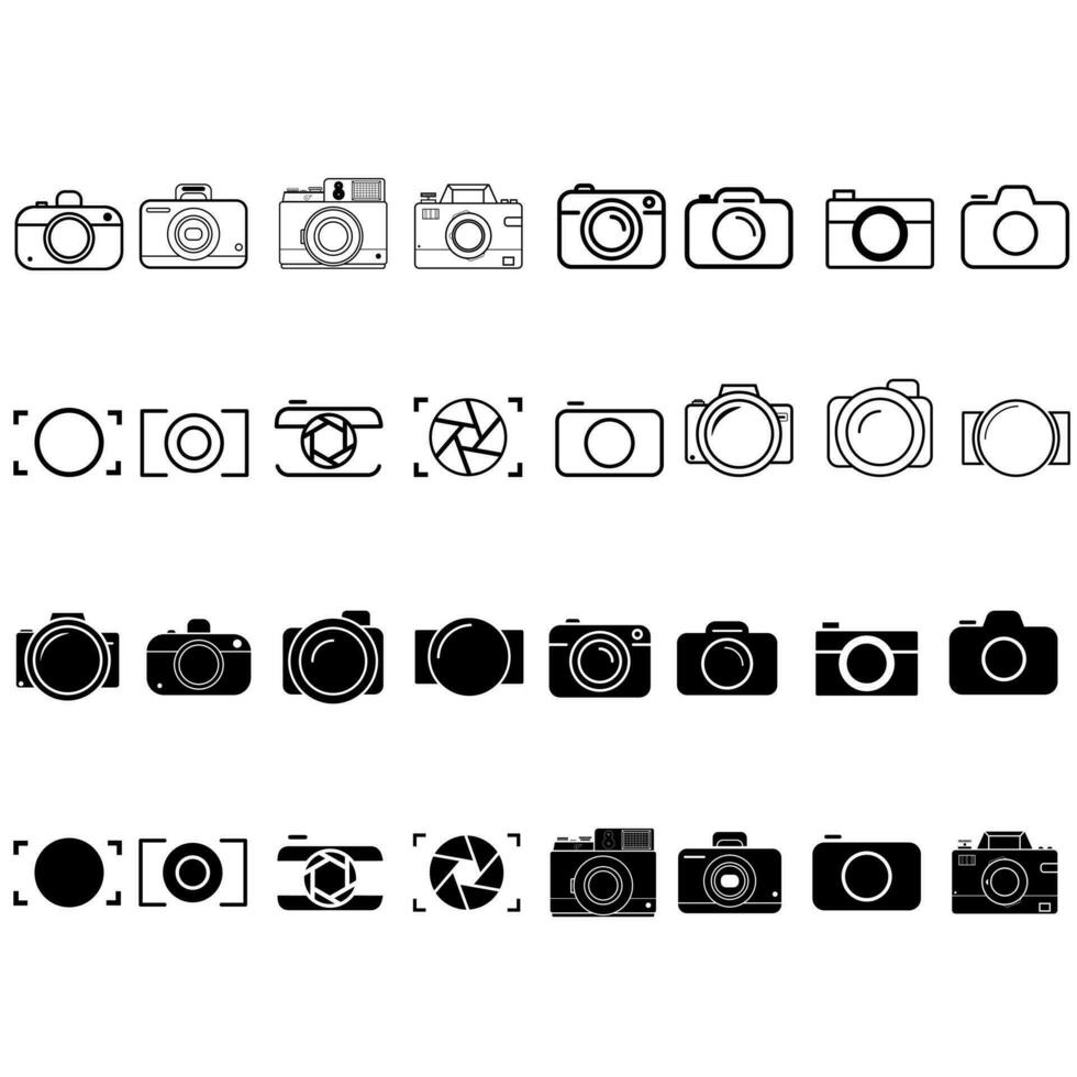 Foto camera icon vector set. photo illustration sign collection. focus symbol. cam logo or mark.