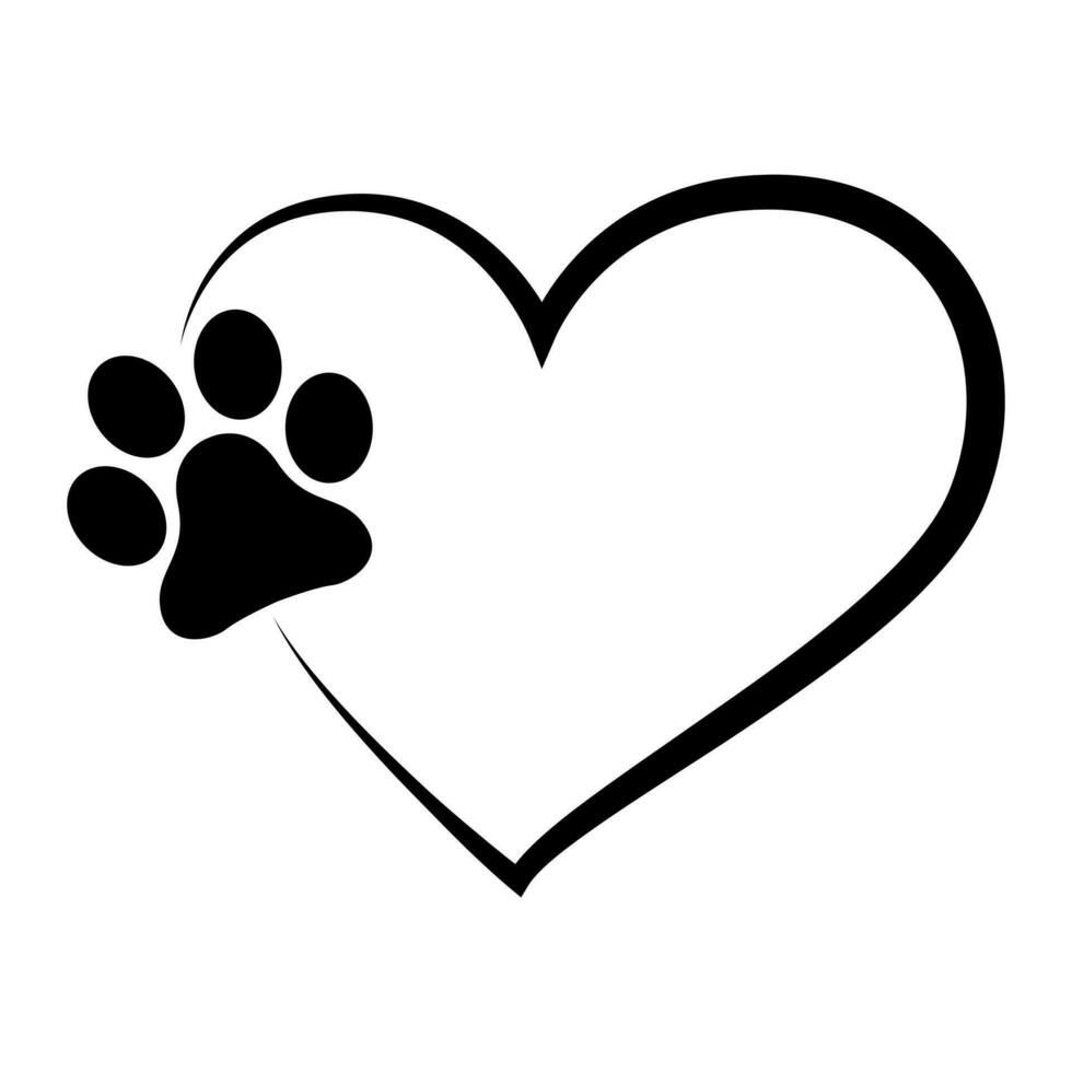 Heart paw icon vector set. Dog paw illustration sign collection. love dog symbol.