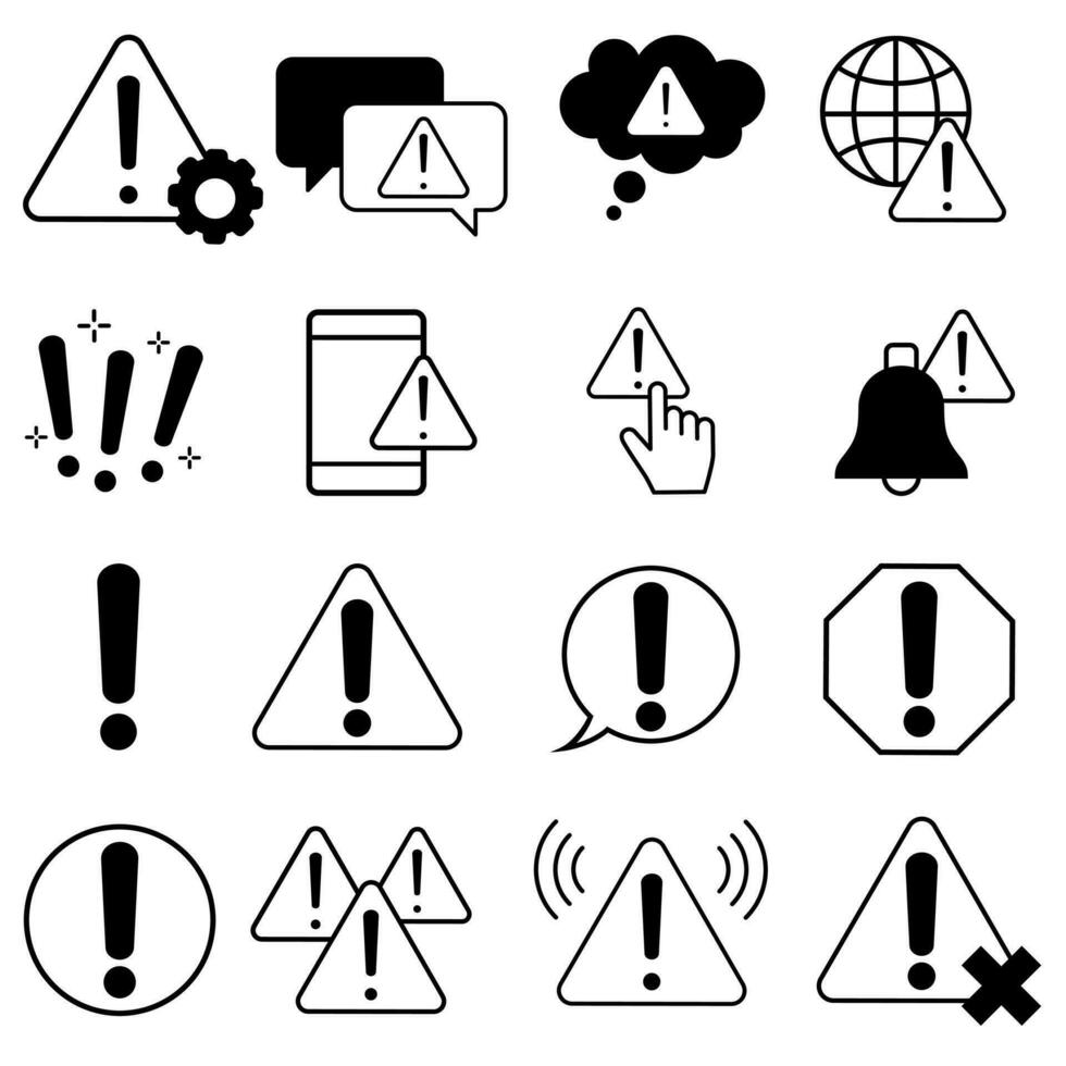 sencillo conjunto de advertencias relacionado vector iconos contiene tal señales como alerta, exclamación ilustración firmar recopilación. advertencia símbolo y más.