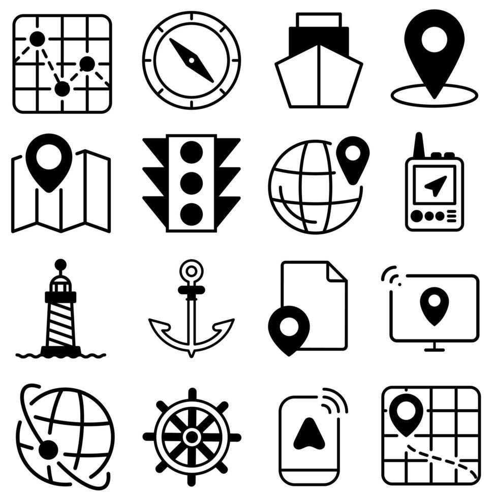 Navigation icon vector set. location illustration sign collection. route symbol.