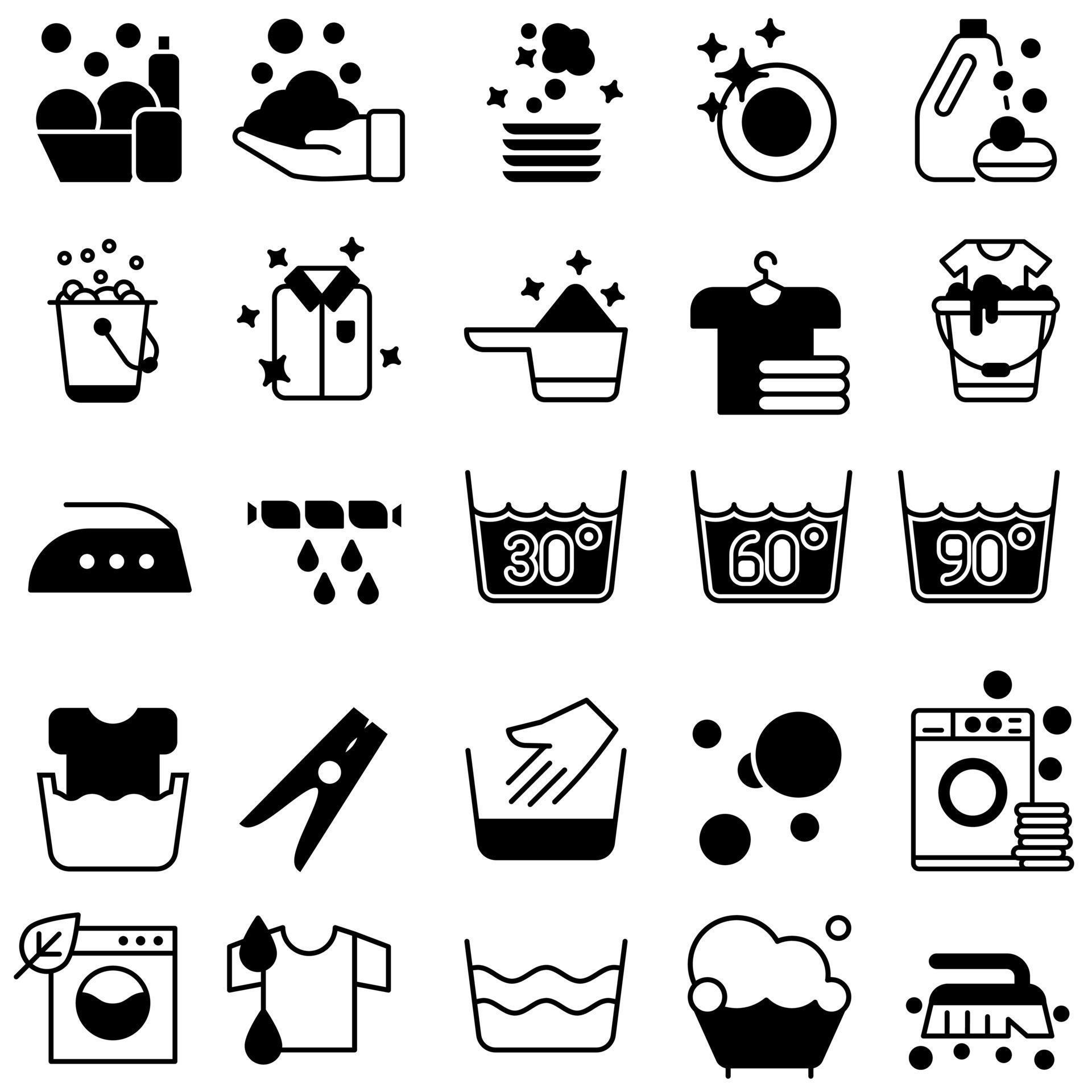 Washing icon vector set. laundry illustration sign collection. Wash