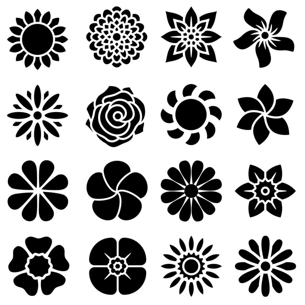 flores vector íconos colocar. hermosa jardín plantas ilustración firmar recopilación.