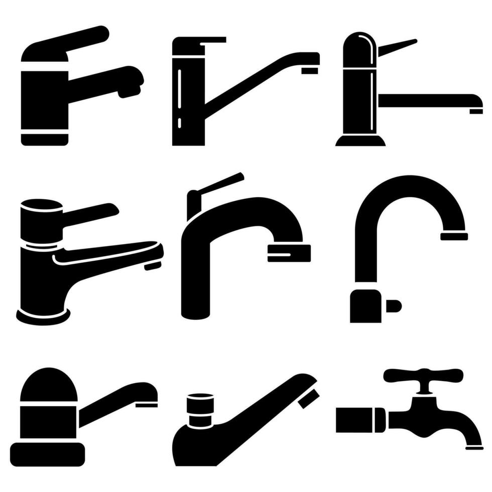 Faucet icon vector set. water tap for sink illustration sign collection. Device to control the flow of liquid.