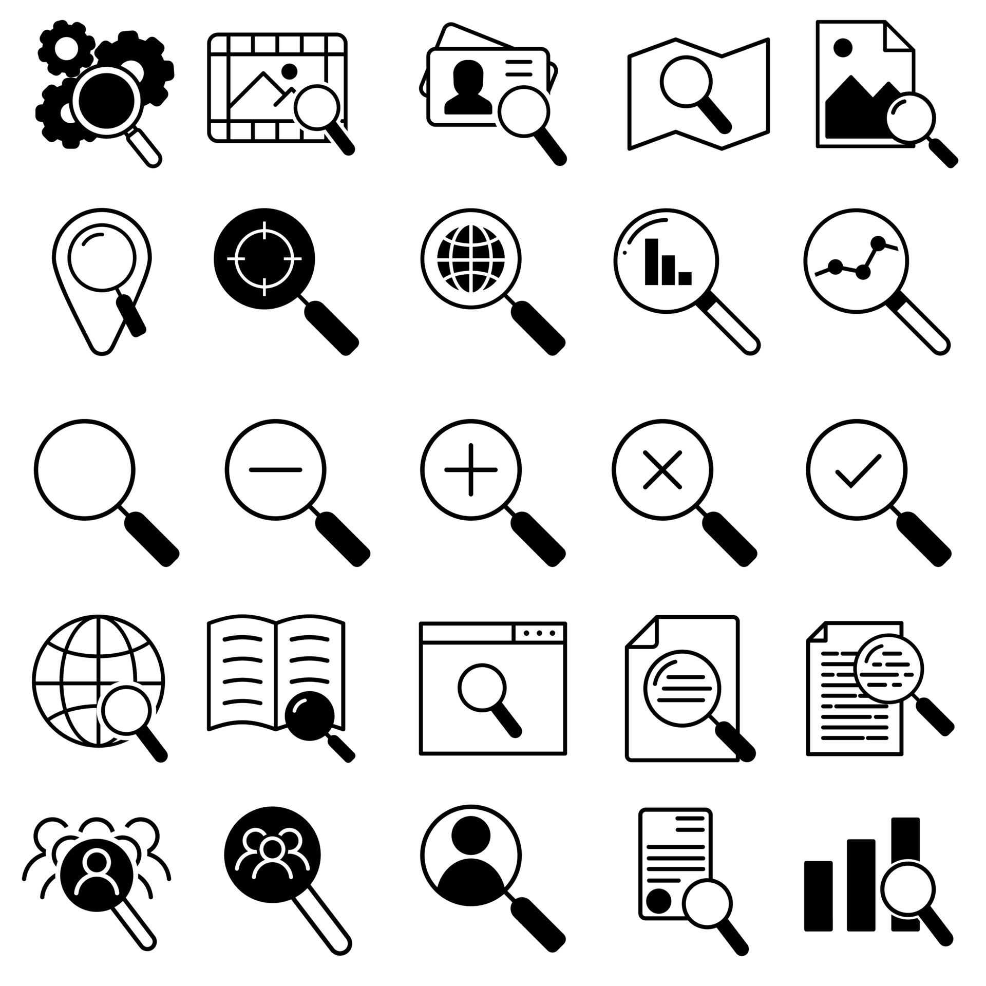 Magnifier icon vector set. Search illustration sign collection ...