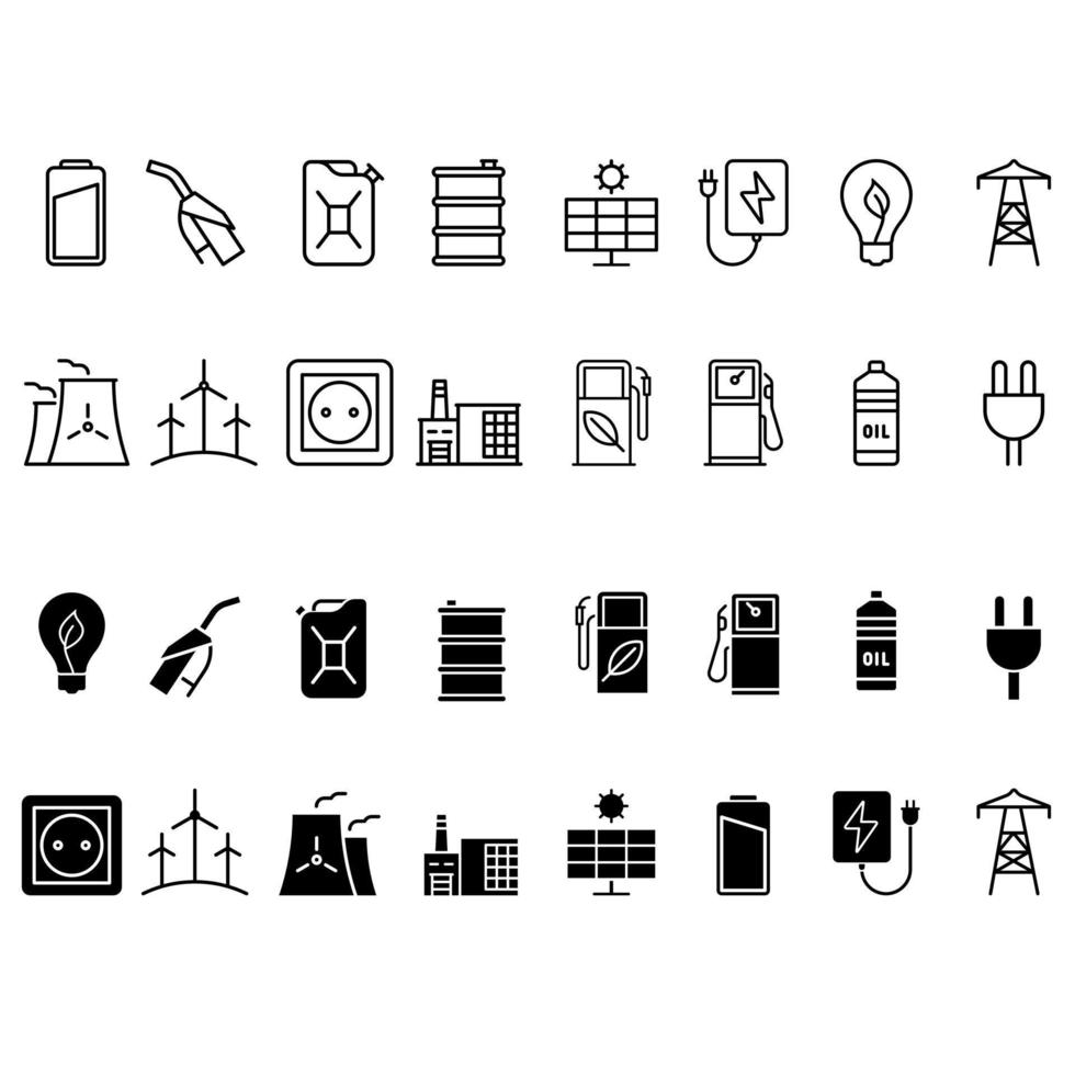 conjunto de vectores de iconos de energía. colección de signos de ilustración de energía. símbolo de electricidad