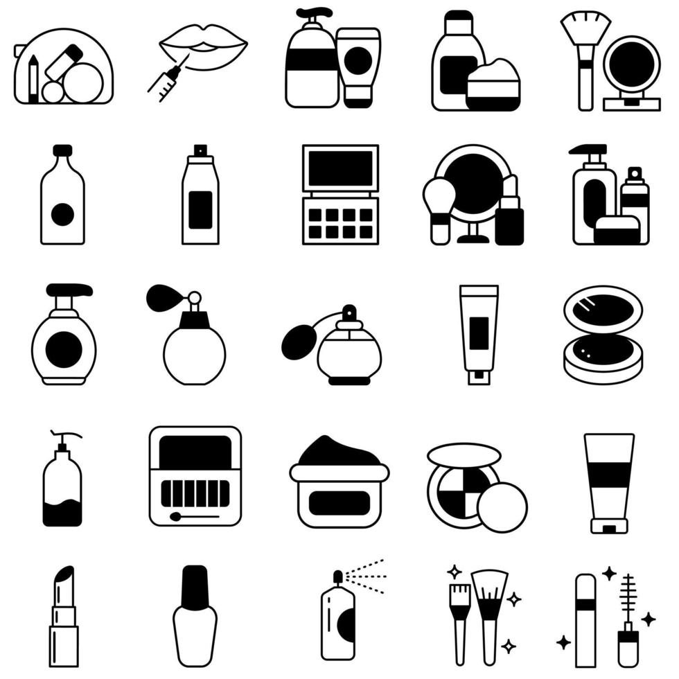 Cosmetics icon vector set. makeup illustration sign collection. woman beauty symbol or logo.