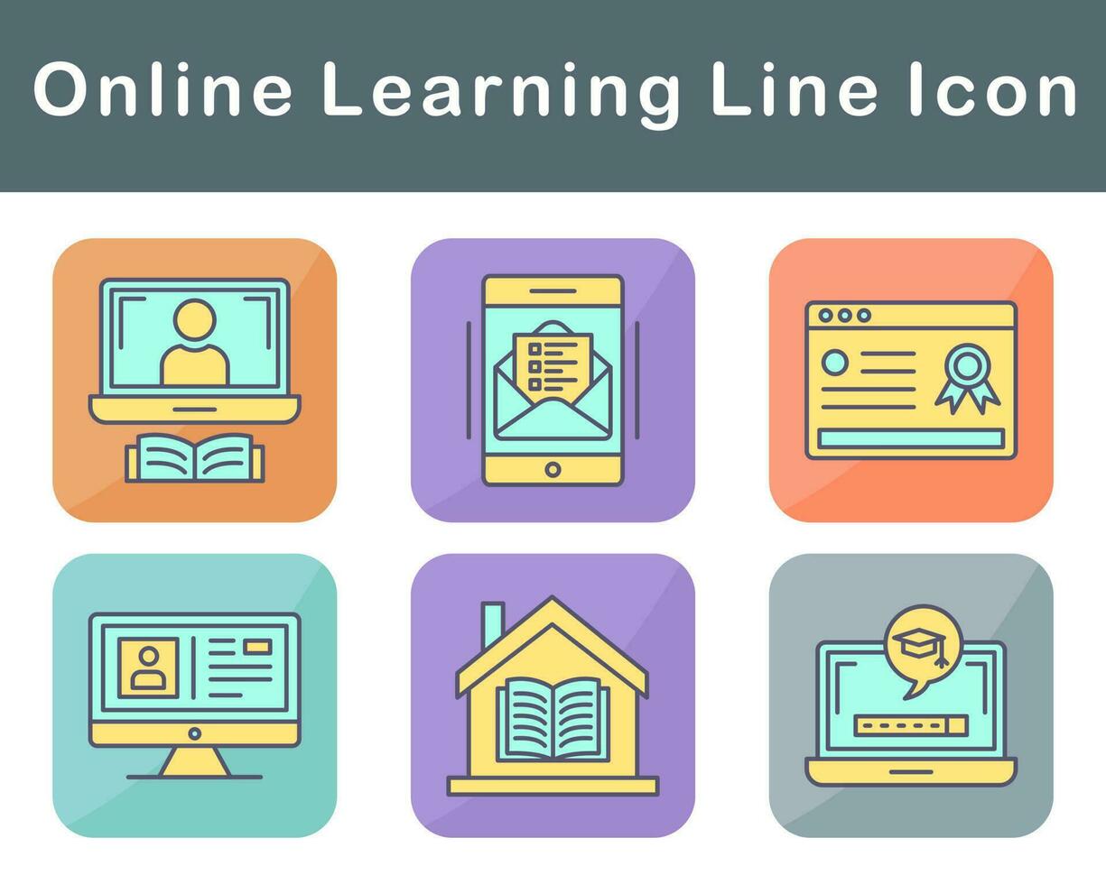 Online Learning Vector Icon Set