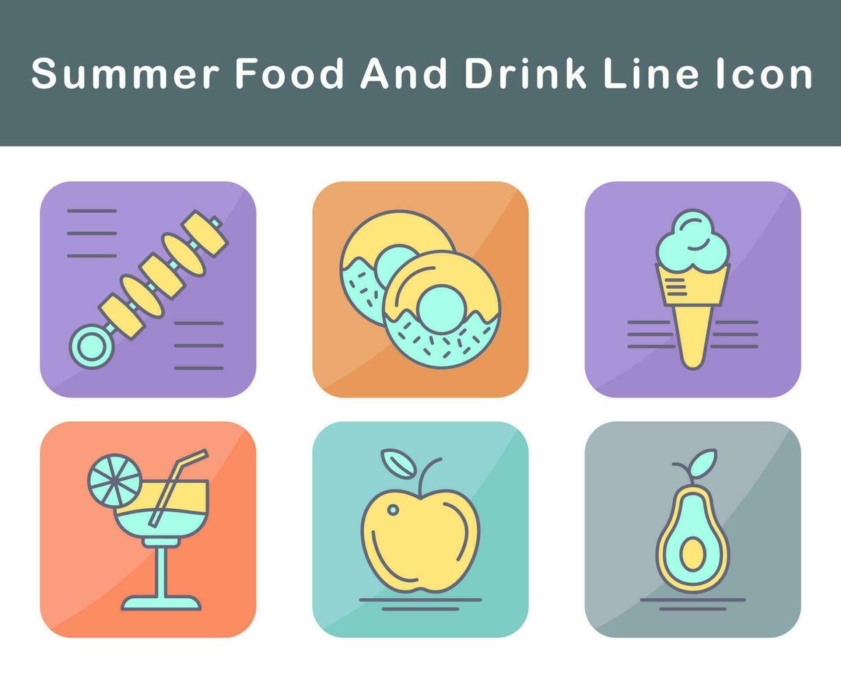 Summer Food And Drink Vector Icon Set