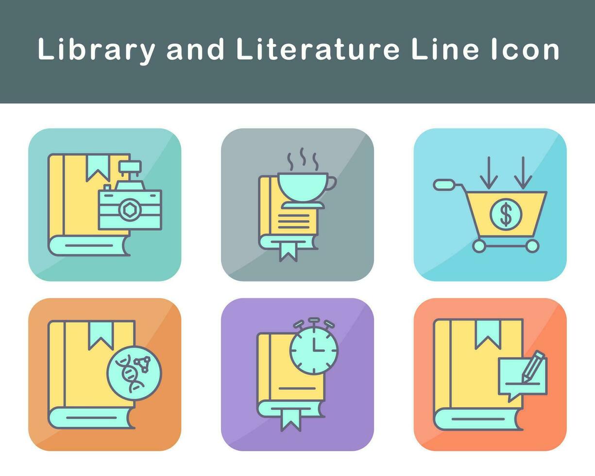 Library And Literature Vector Icon Set