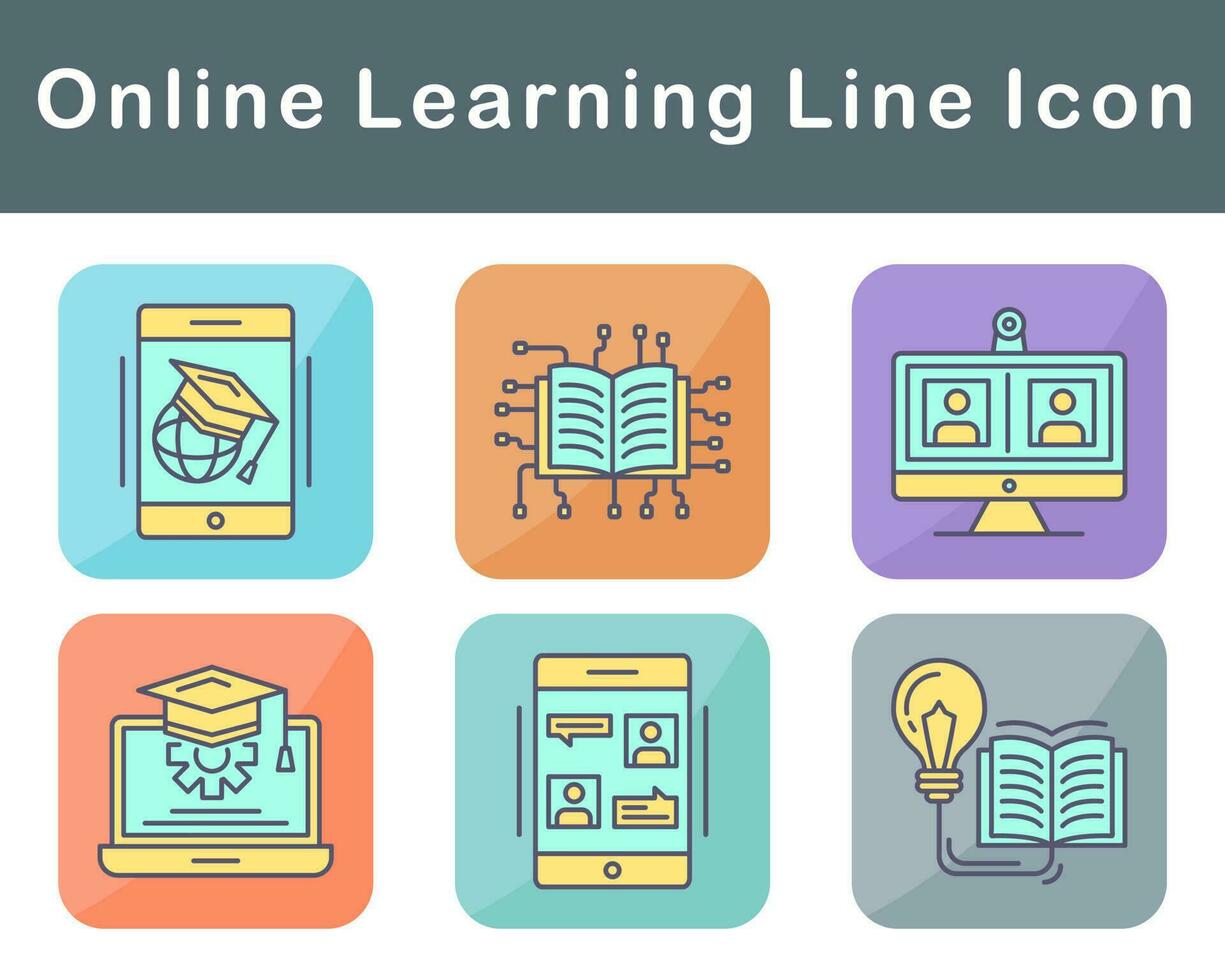 Online Learning Vector Icon Set