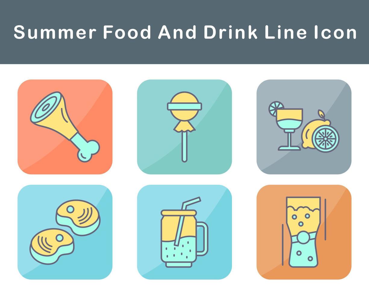 Summer Food And Drink Vector Icon Set