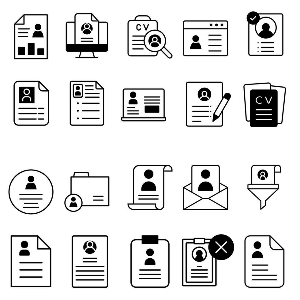 CV icon vector set. Resume illustration sign collection. user data symbol or logo.