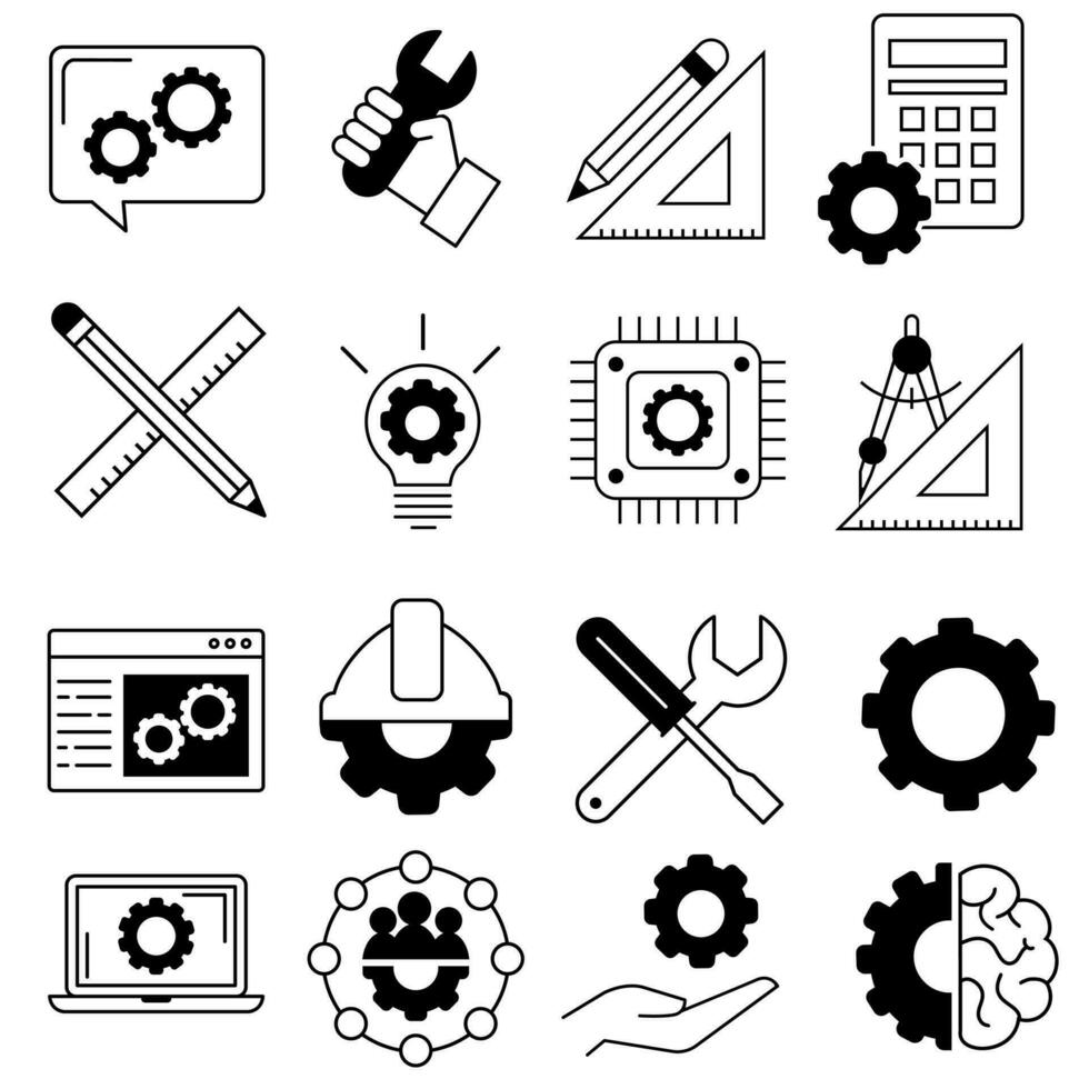 Engineering icon vector set. construction illustration sign collection. designing symbol or logo.