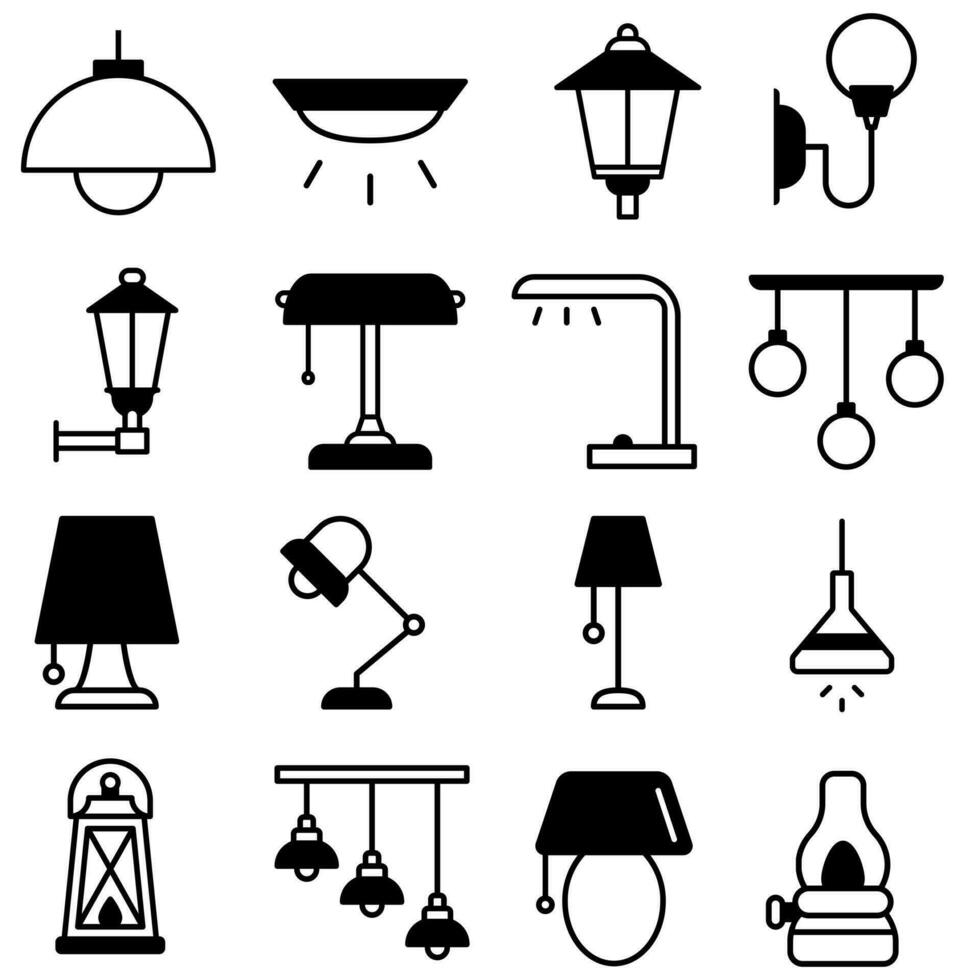 Lamp icon vector set. illuminator construction illustration sign collection. lighting symbol or logo.