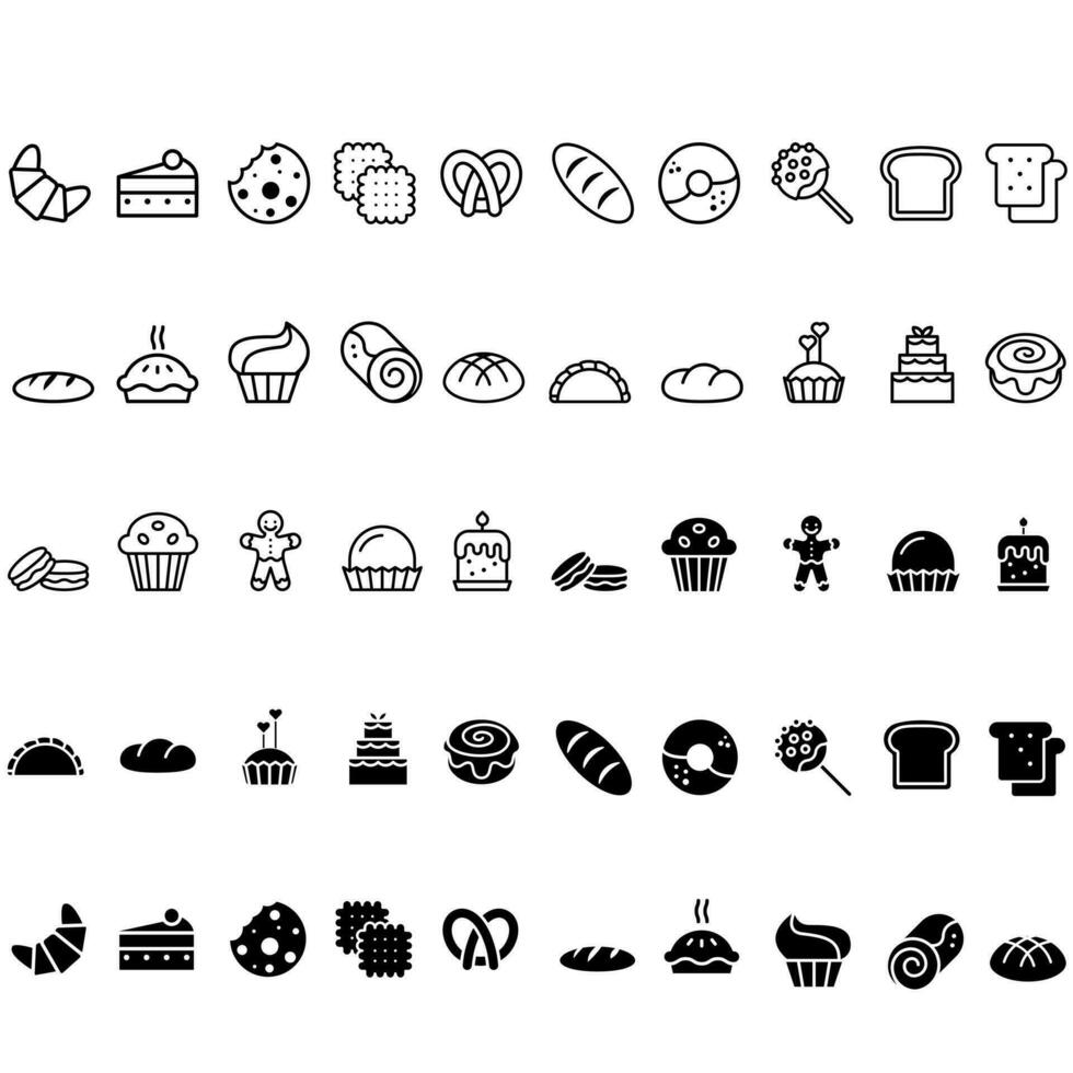 Bakery icon vector set. cooking illustration sign collection. bake