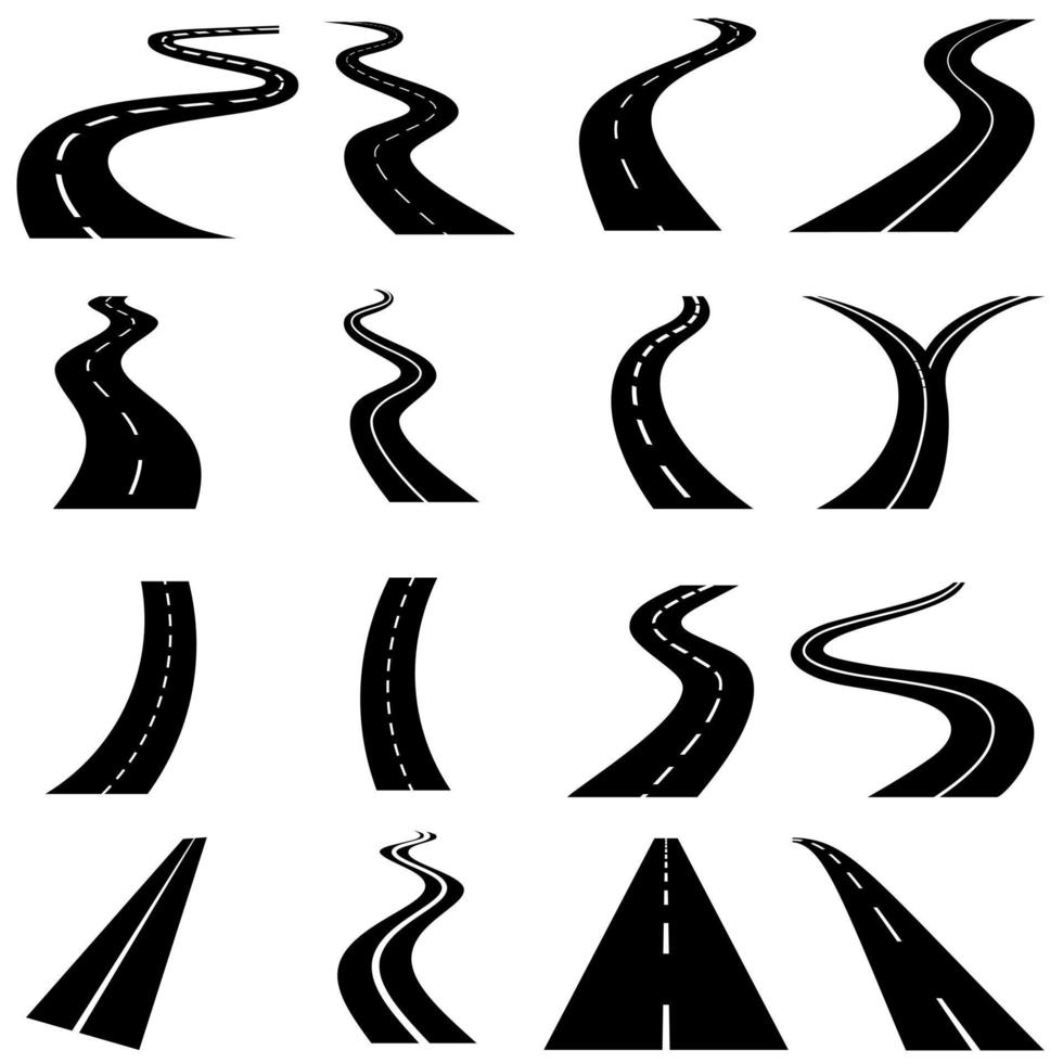 Road icon vector set. route illustration sign collection. trip symbol or logo.