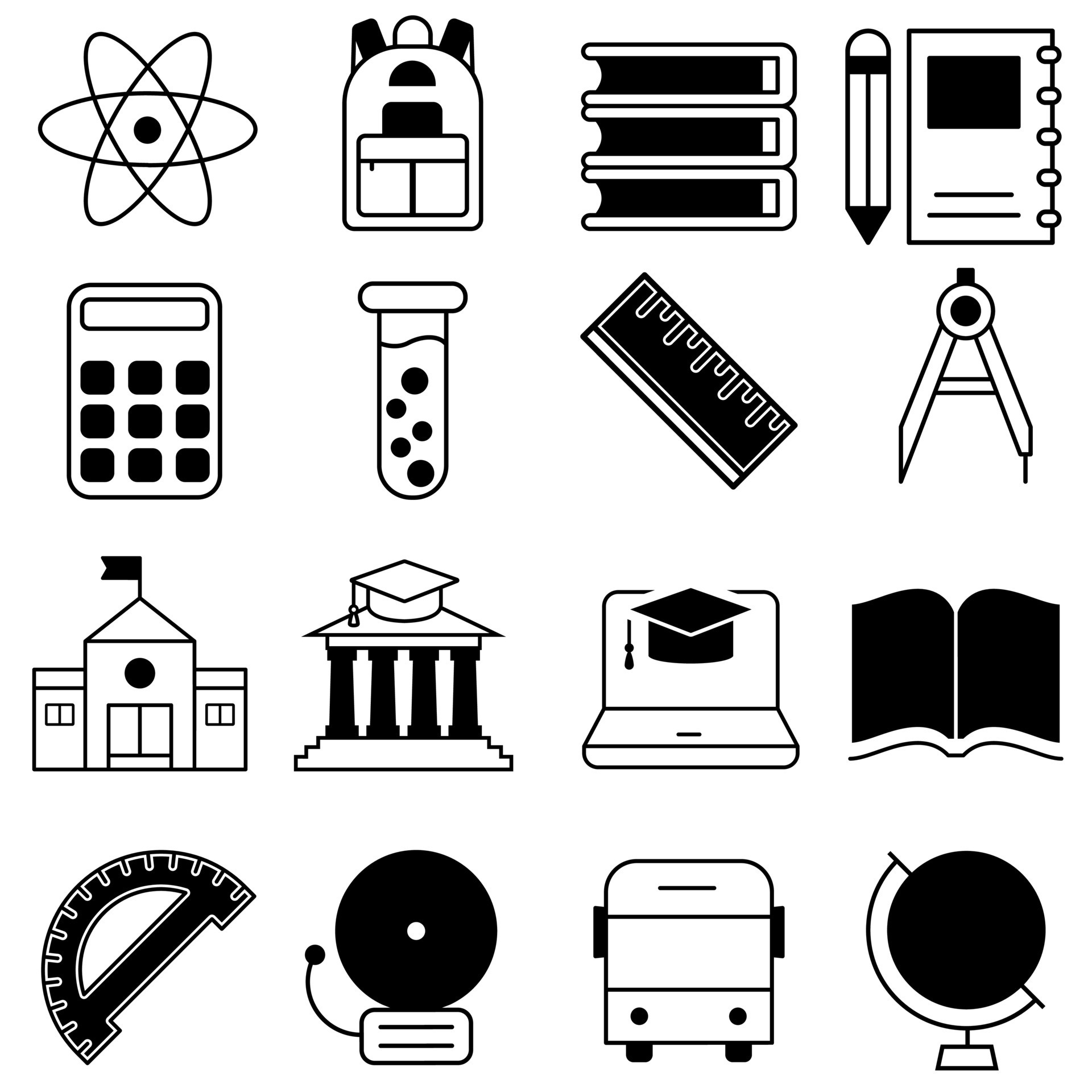 educación icono vector colocar. colegio ilustración firmar recopilación