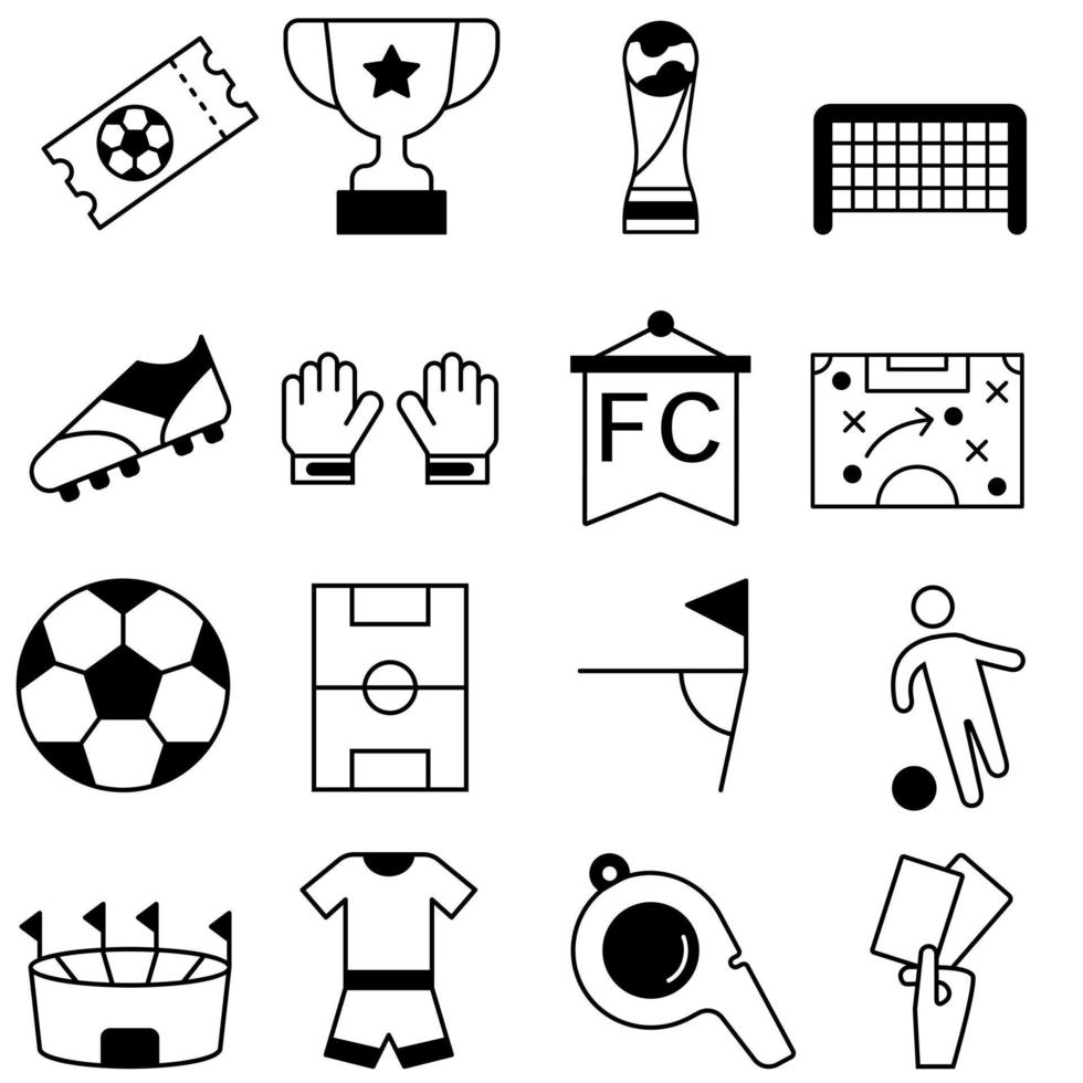 Football icon vector set. Soccer illustration sign collection. Sport symbol or logo.