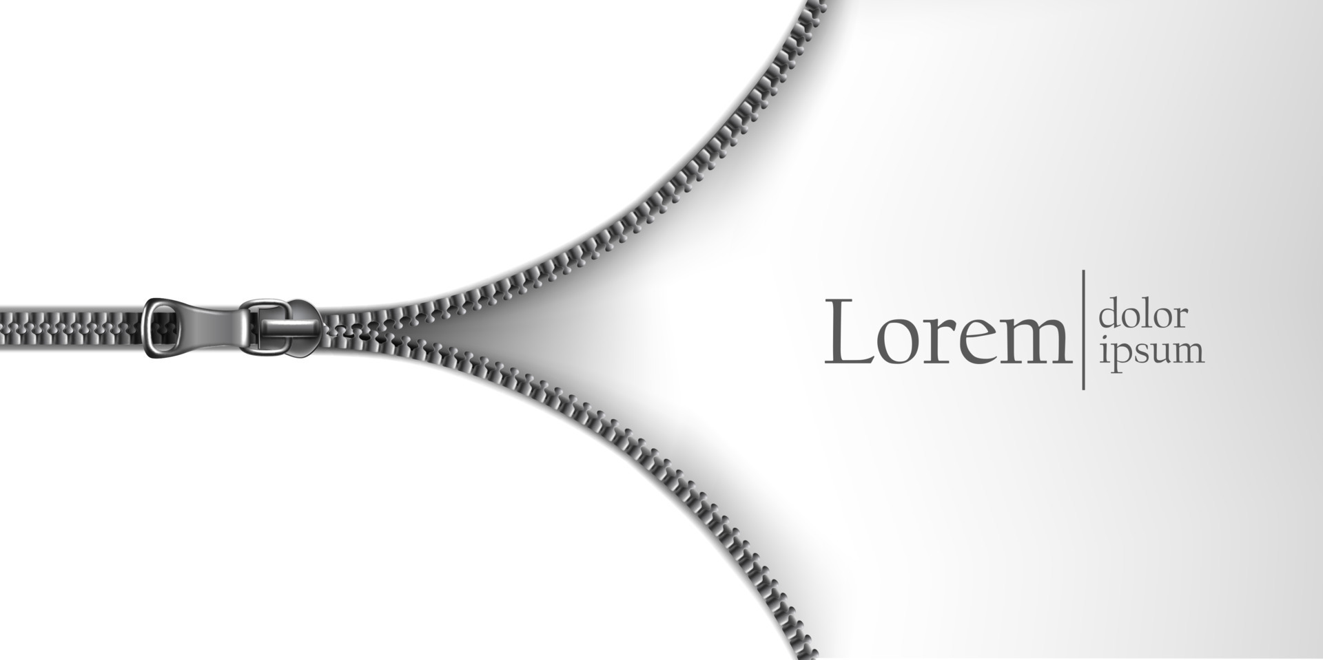 3d realistic vector open zipper background. Design concept banner