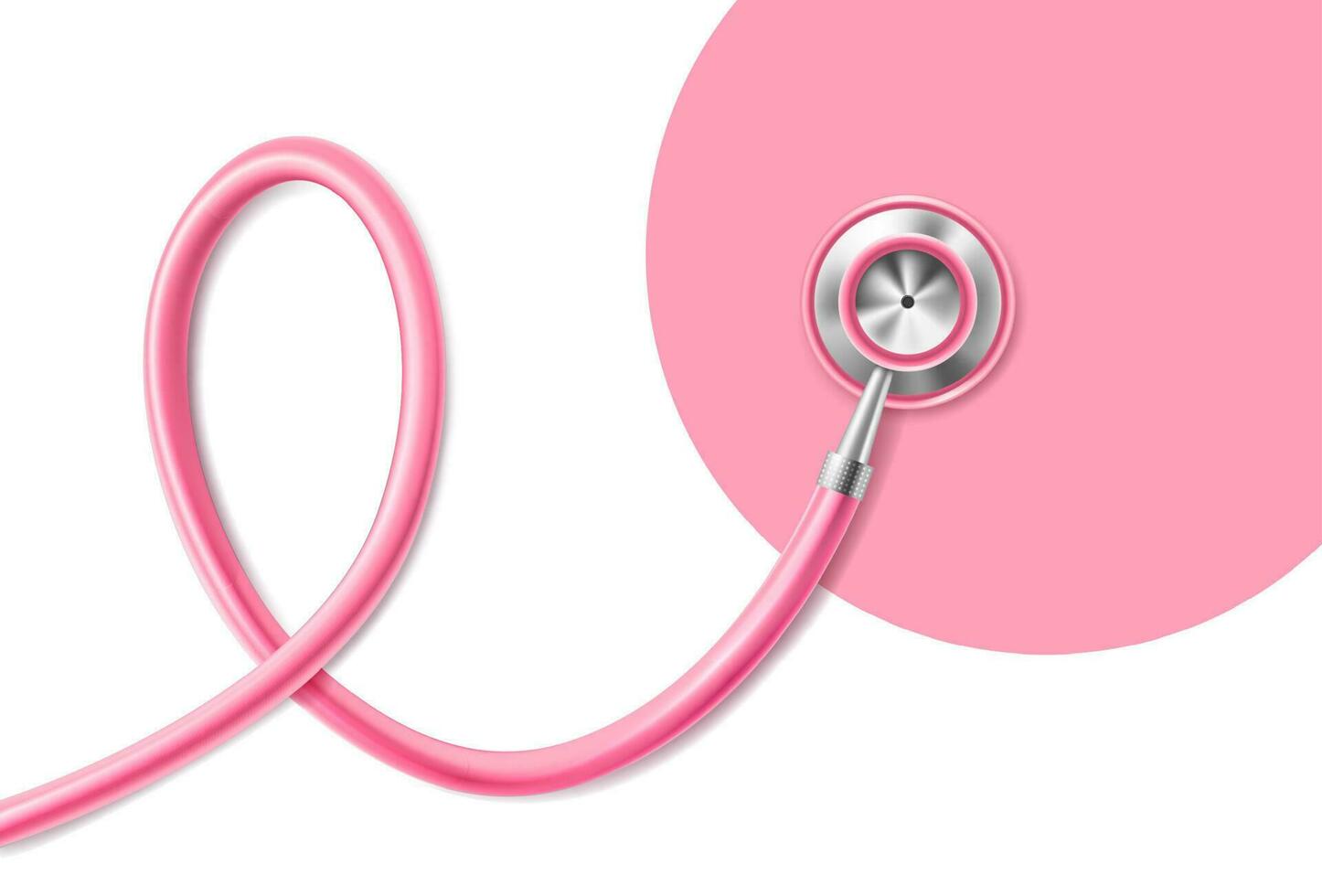 3d realistic icon. Breast cancer awareness concept. Medical stethoscope banner. vector