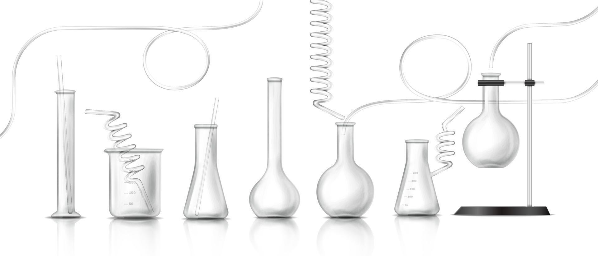 3d realistic vector icon. Laboratory equipment, lab glassware. Science and biology education concept.