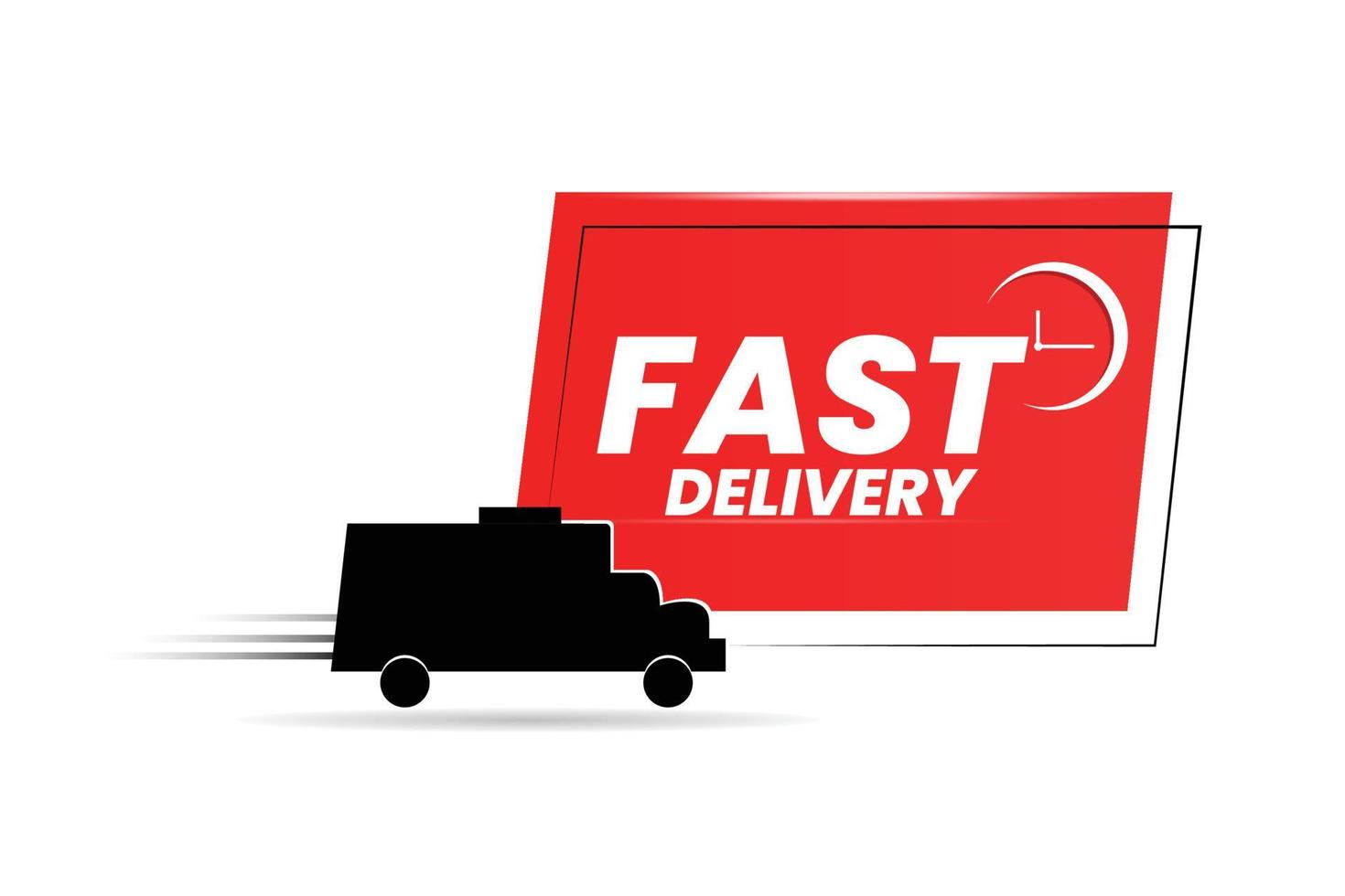 Fast delivery truck with clock. Online delivery service. vector