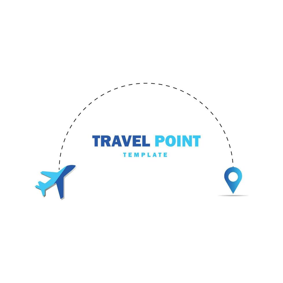 Travel point logo design template. Pin icon with airplane combination. vector