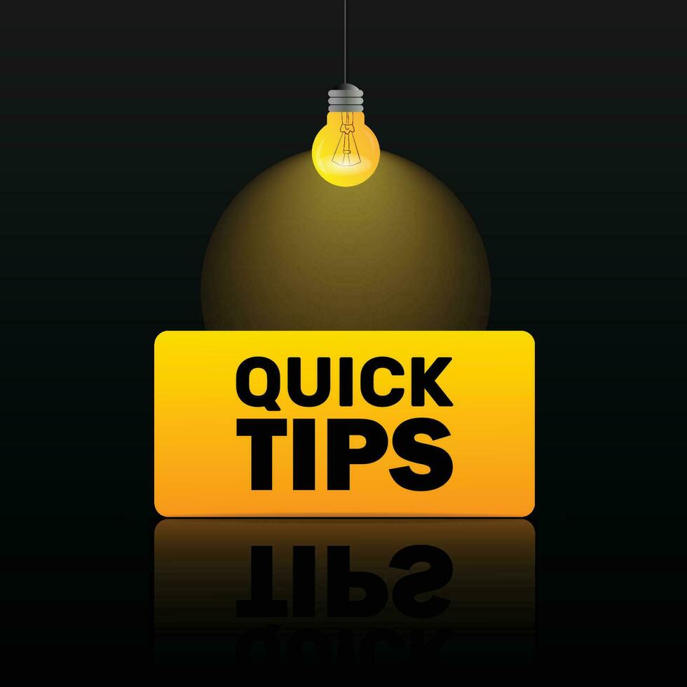 Quick tips with light bulb vector illustration.