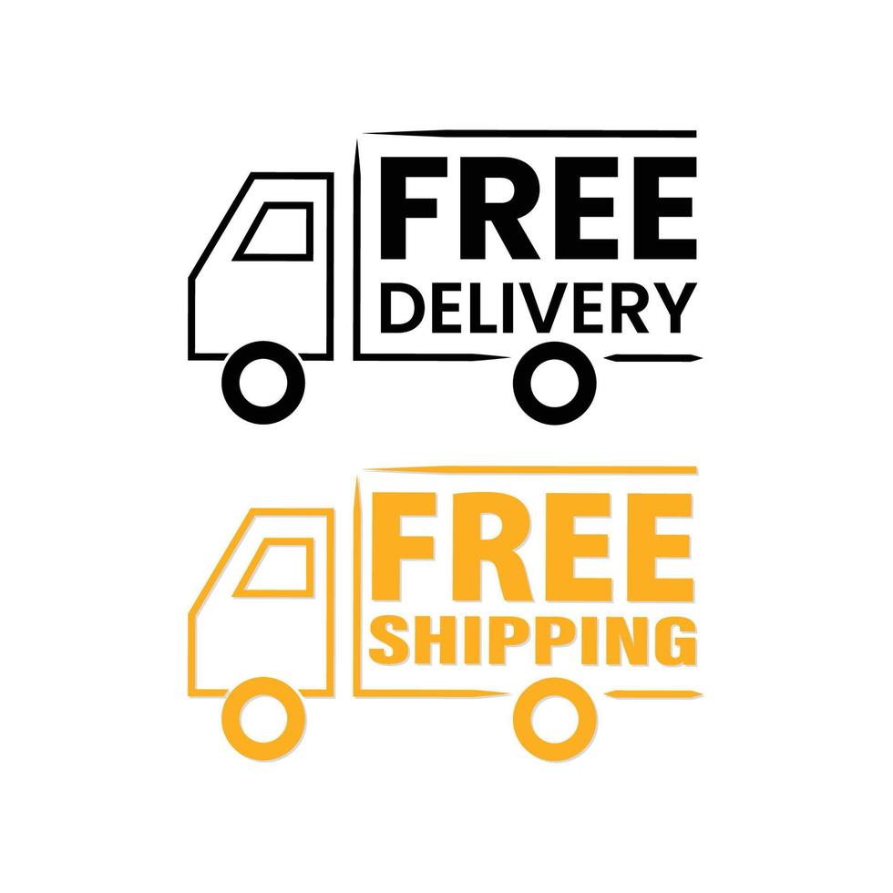 Two signs for free delivery and the words free shipping. vector