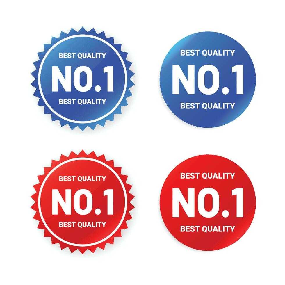 Number 1 best quality red and blue badge set collection. vector
