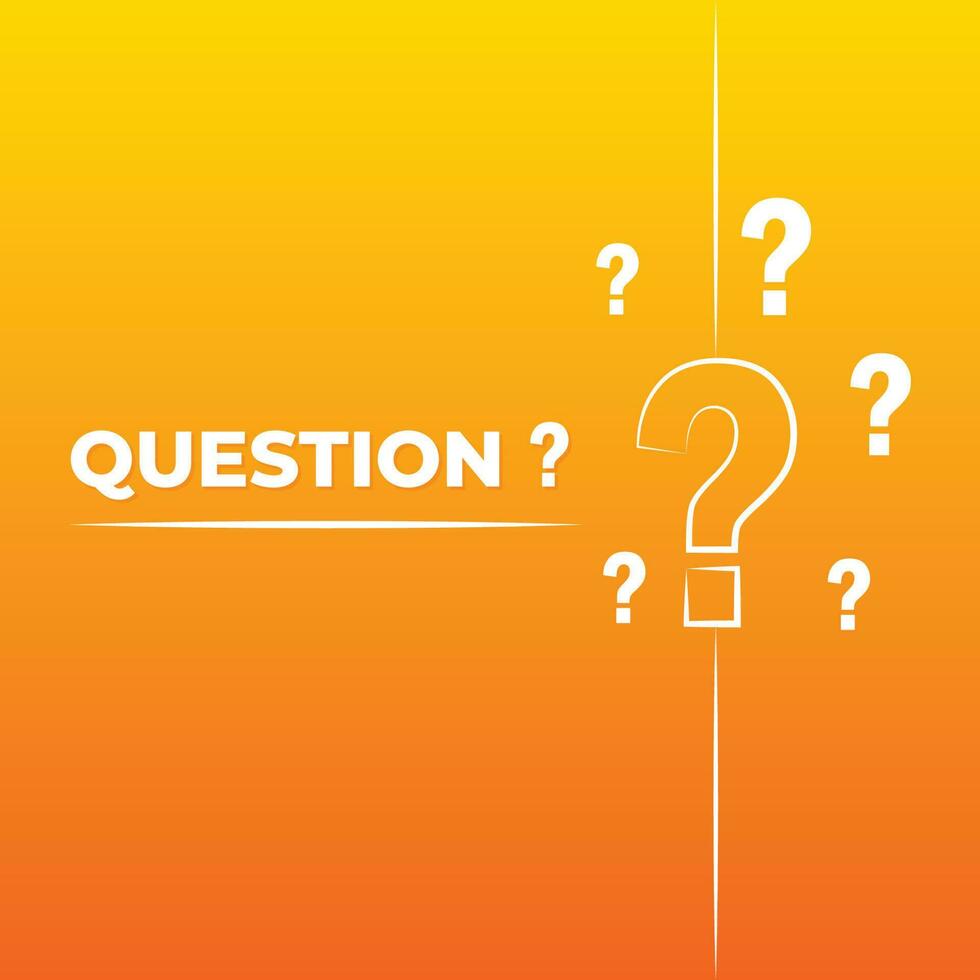 A yellow background with question marks and a question sign. vector