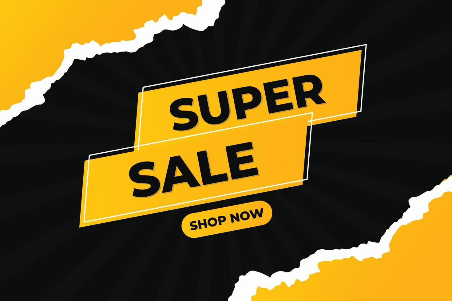 Yellow and black poster for super sale with torn paper vector