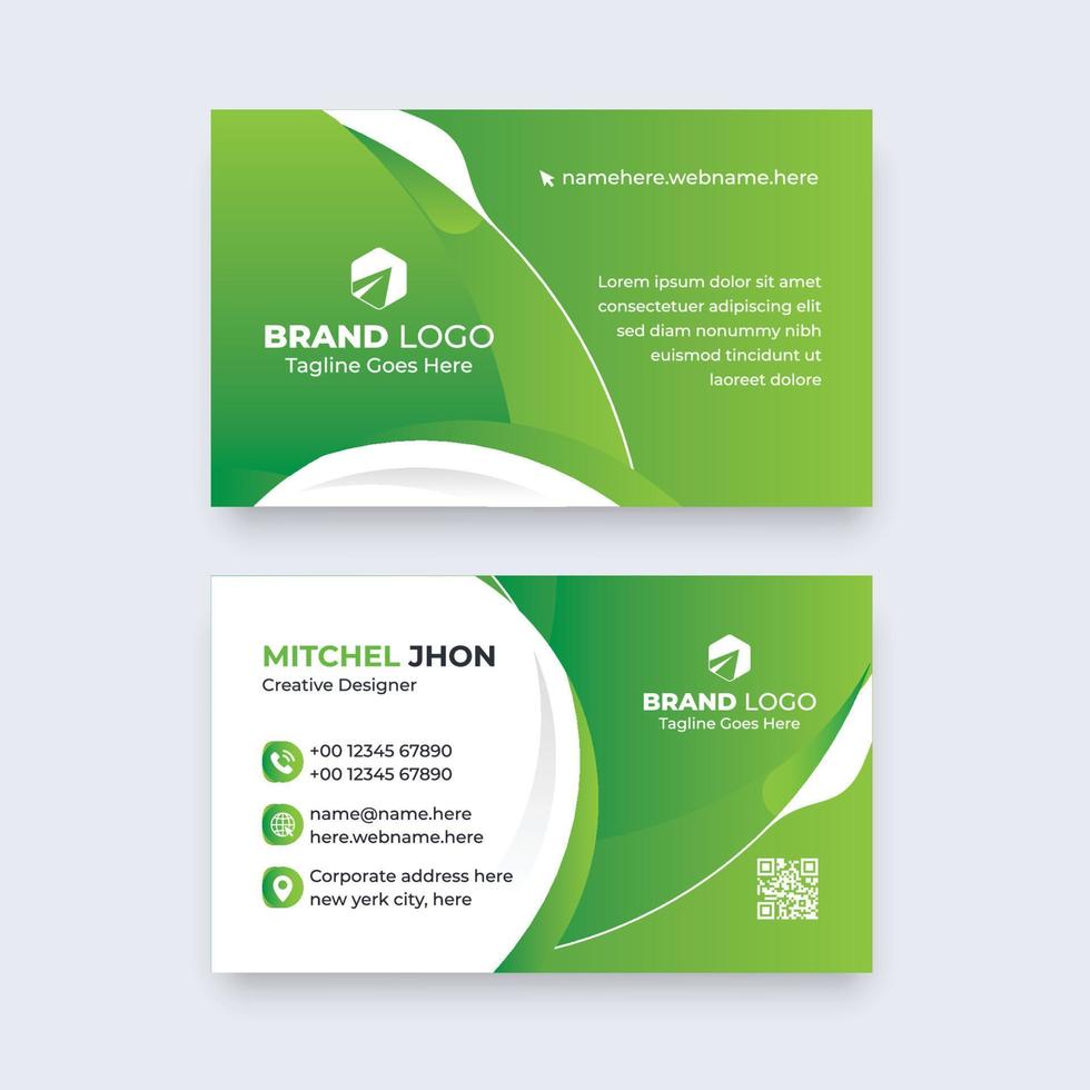 Modern Professional Business Card Template Creative Concept Visiting Design Green Background. vector