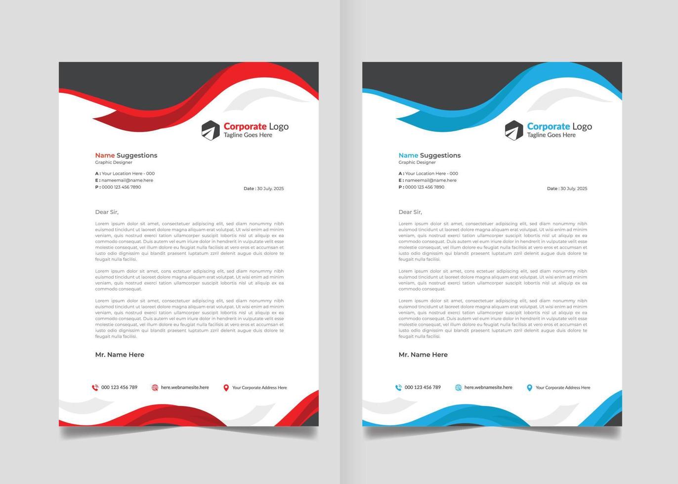 Corporate Business Modern Letterhead Design Template. vector