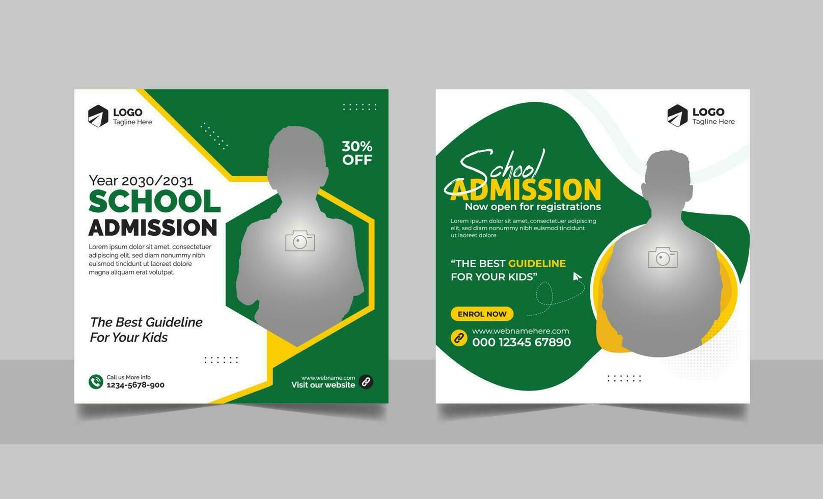 Back to school admission social media post set, Higher education Study abroad promotion square web banner template. vector