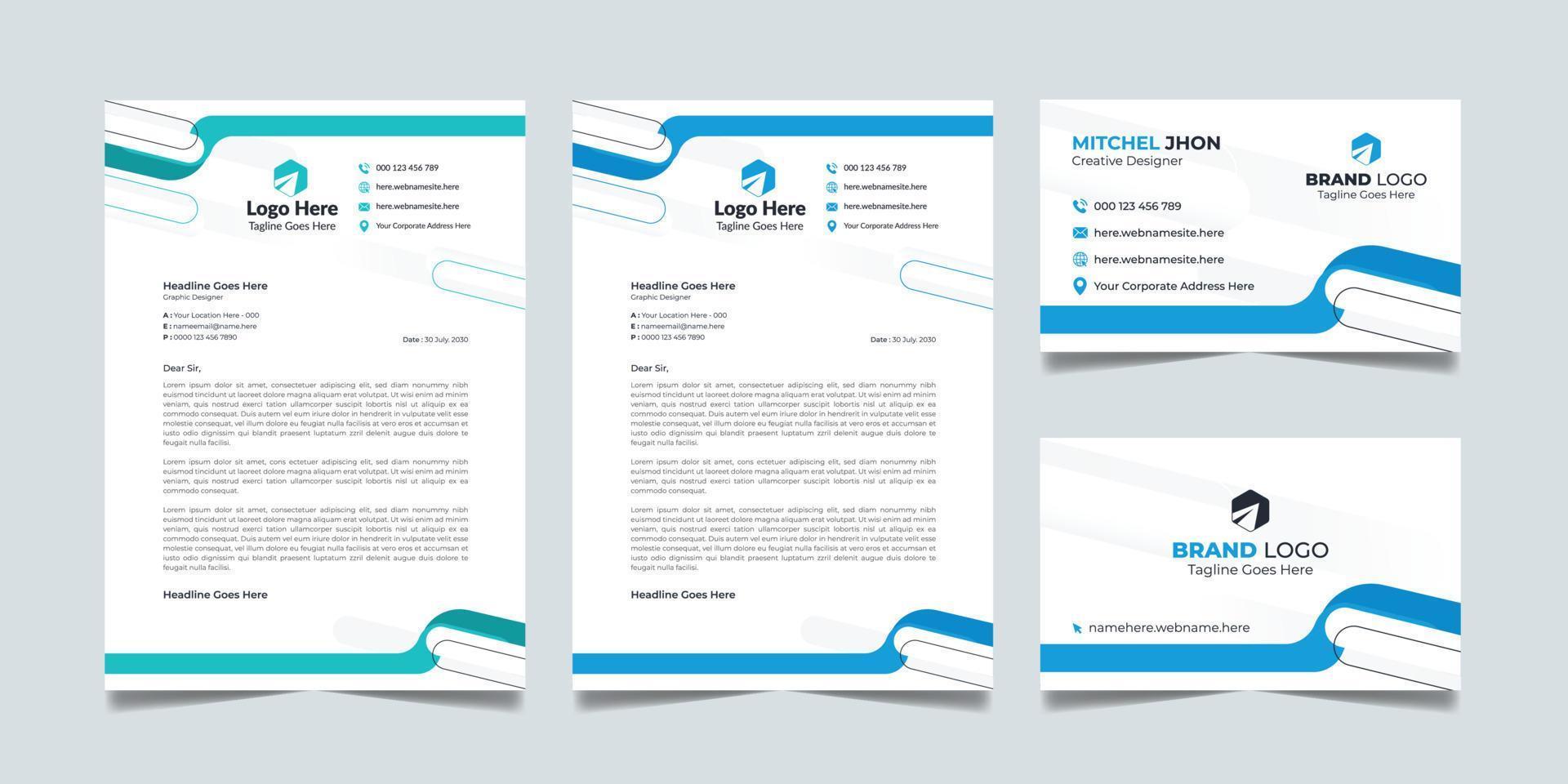 Minimal Corporate Business Modern Letterhead Design Template Creative Abstract Professional Business Card. vector