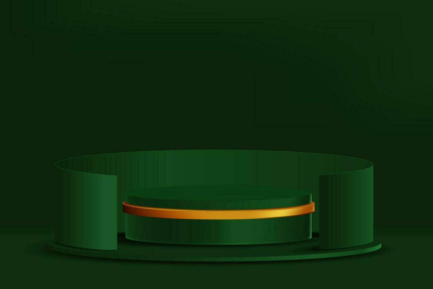 Escena de renderizado realista 3d con ilustración de vector de pantalla de podio de producto