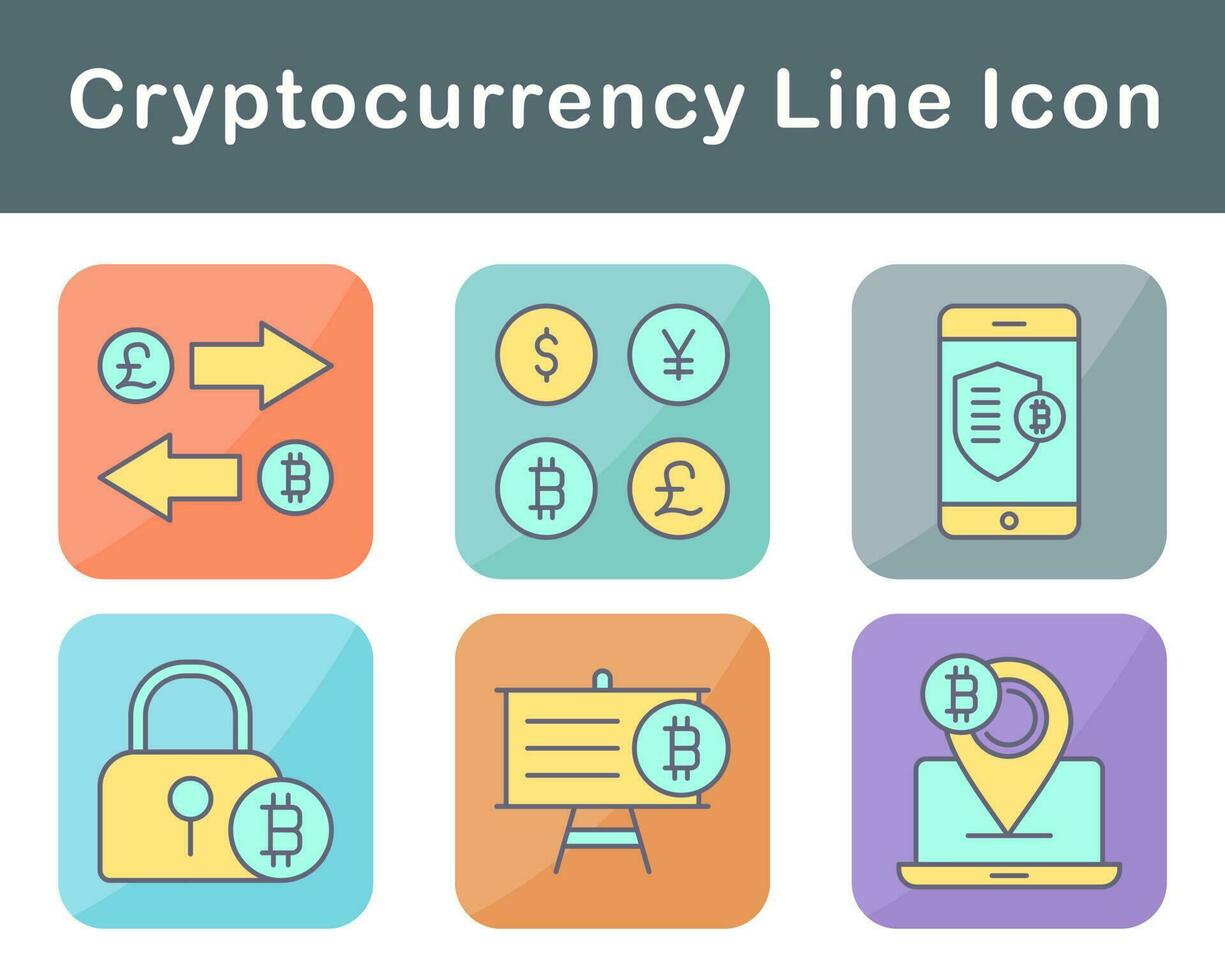 Bitcoin And Cryptocurrency Vector Icon Set