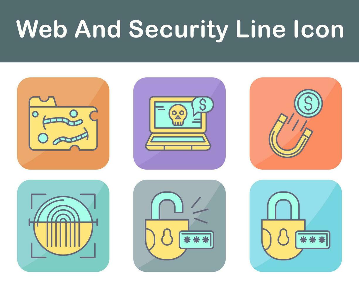 web y seguridad vector icono conjunto