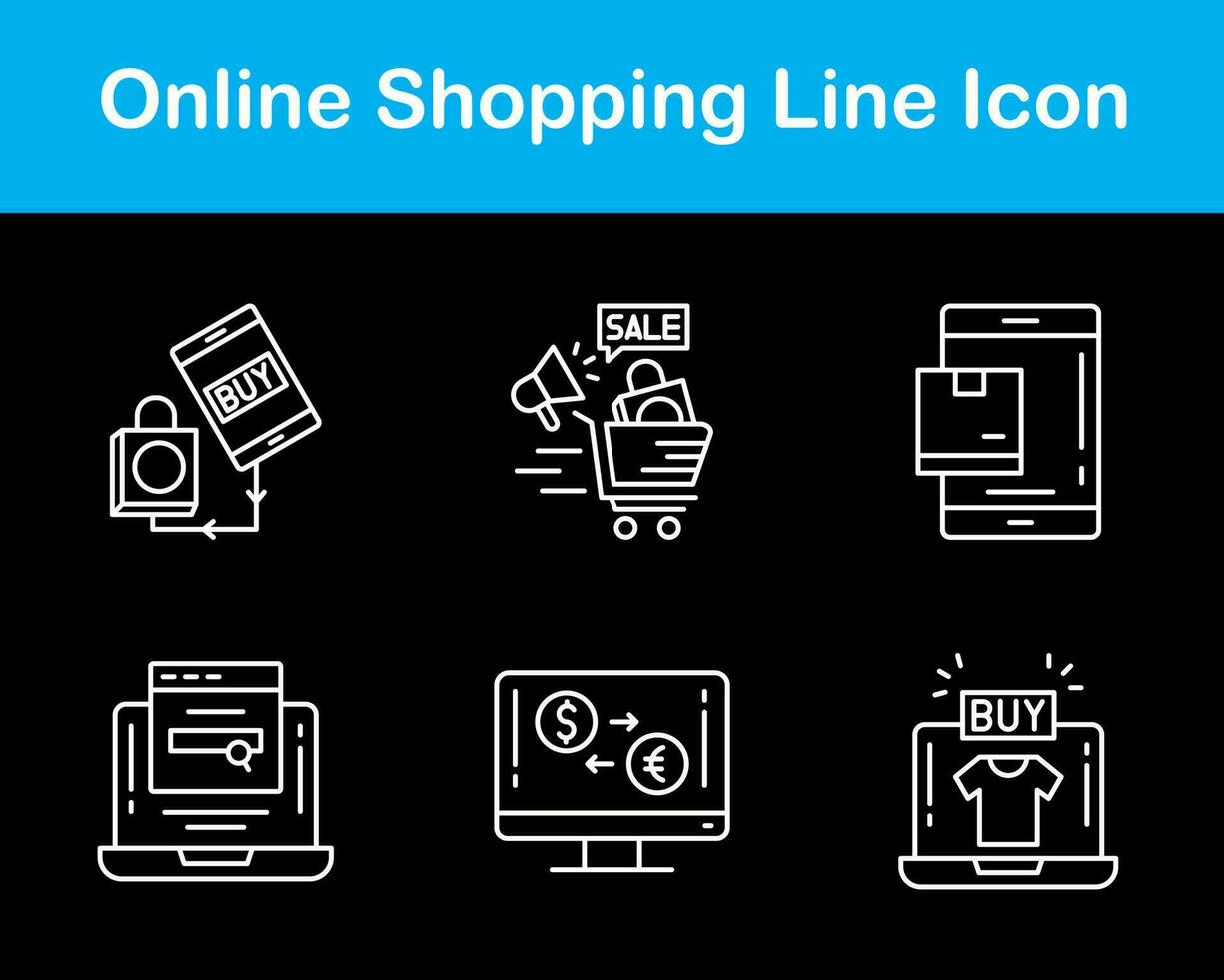 conjunto de iconos de vector de compras en línea