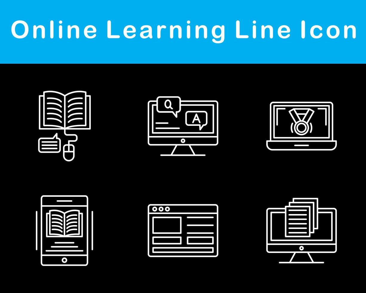 en línea aprendizaje vector icono conjunto