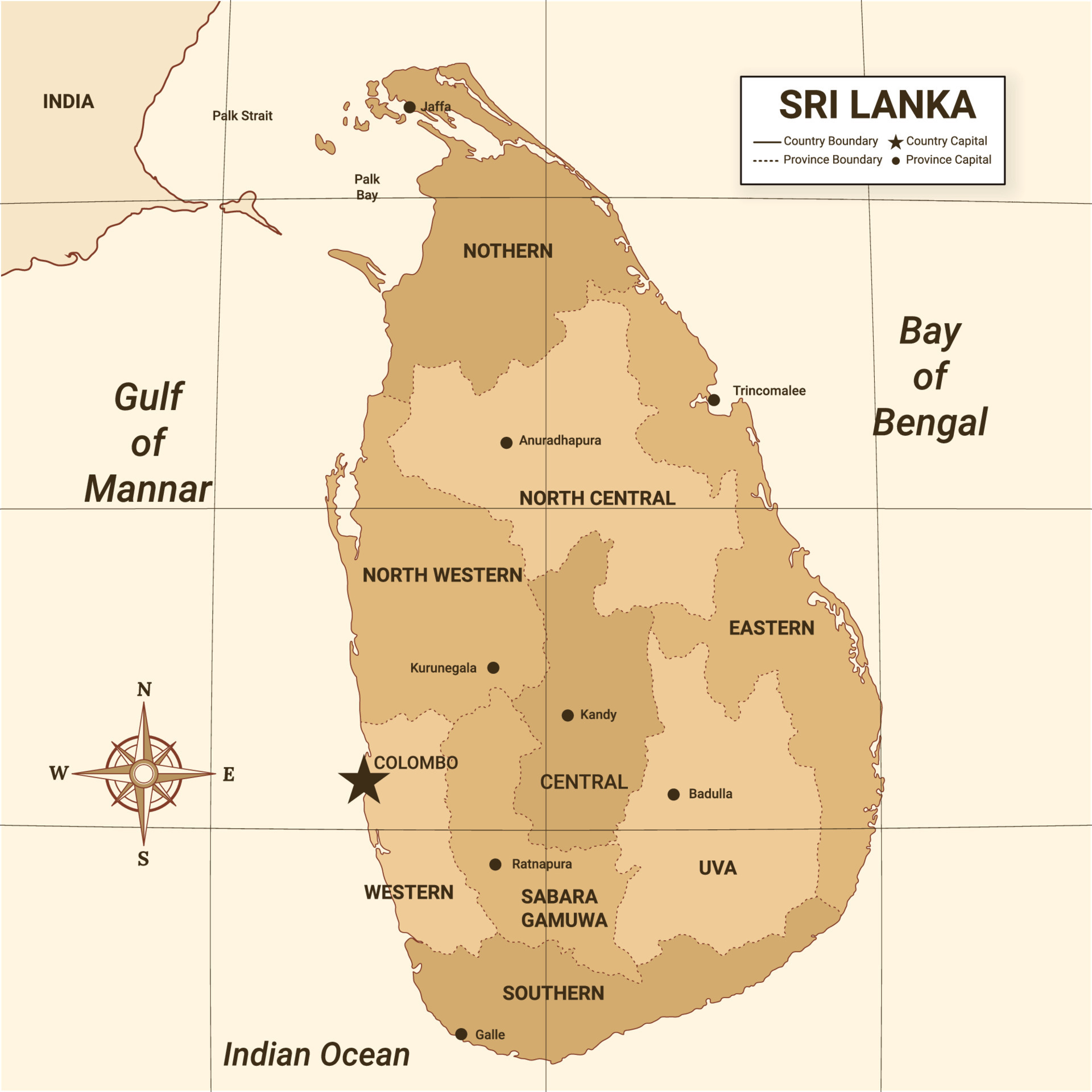Sri Lanka Country Map With Surrounding Border 20651479 Vector Art at Vecteezy